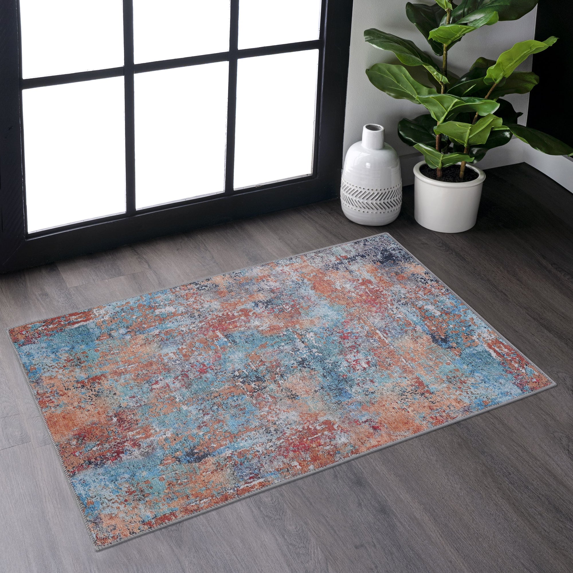 koorbiir R4 8x10 Multi-Color Washable Area Rug ¨C Durable Large Rugs for Living Room and Bedroom