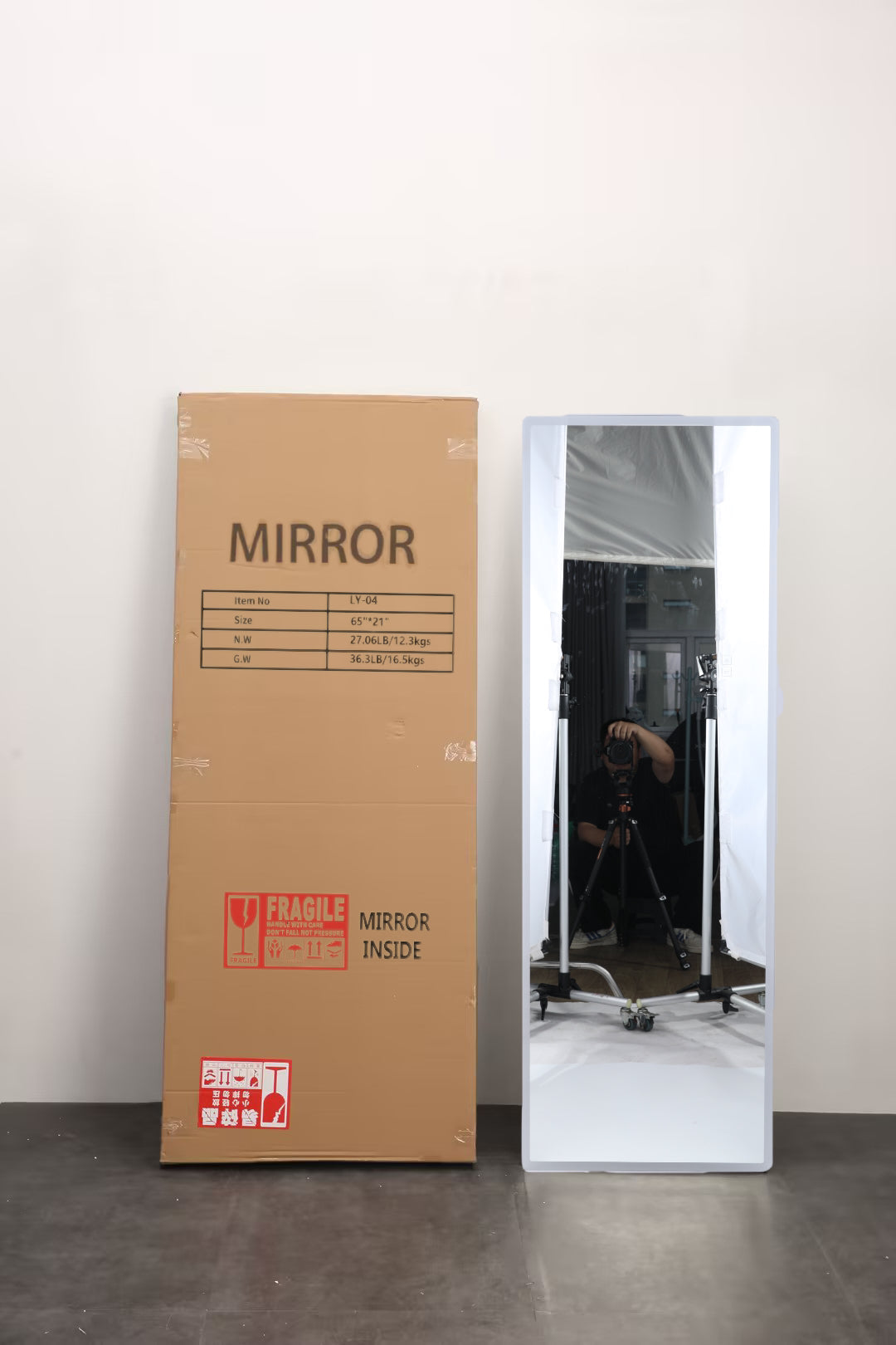 koorbiir mi6 65x24 Full Length LED Floor Mirror, Wall-Mounted Body Mirror with Dimming & 3 Color Modes for Bedroom, Full-Size Mirror with Integrated Lights