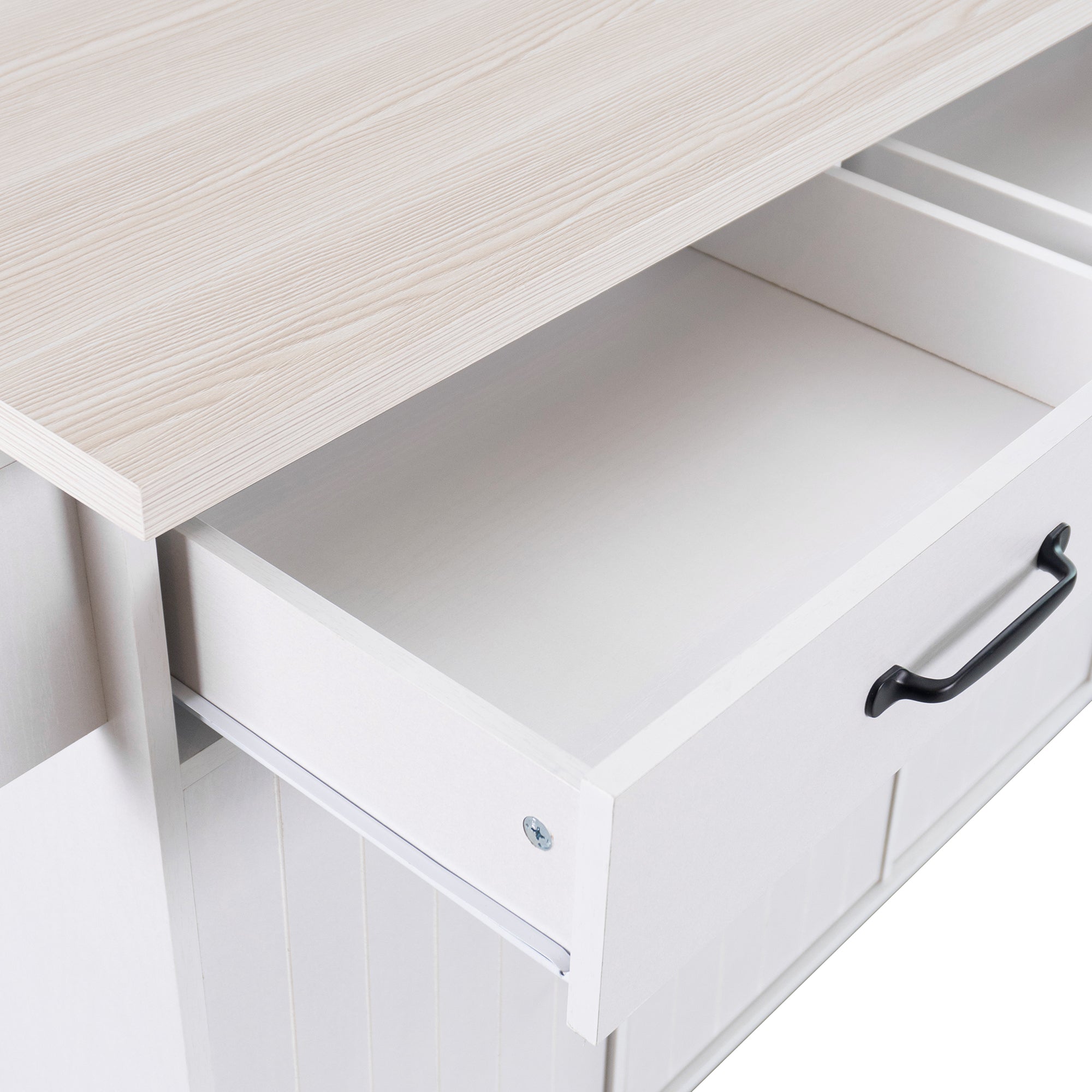 koorbiir k3 K&K Kitchen Island with Trash Can Storage, Drop Leaf Countertop, Spice & Towel Rack, Drawer Cabinet ¨C Rolling Kitchen Cart with Adjustable Shelves for Kitchen Storage, White
