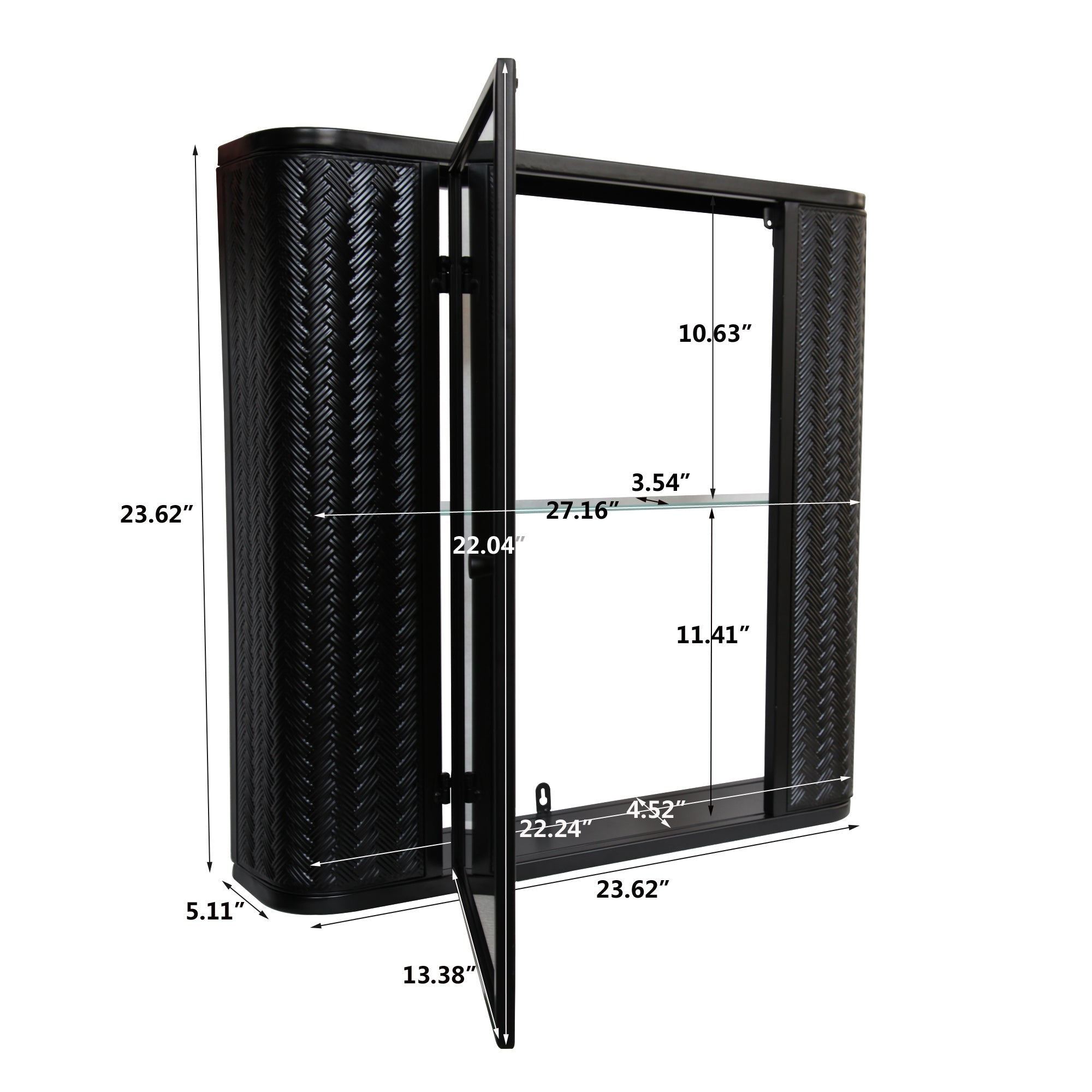 koorbiir ba5 Wall - Mounted Bathroom Cabinet with Mirror ¨C Metal Framed Medicine Cabinet with 2 Shelves for Modern Bathroom Organization - Koorbiir