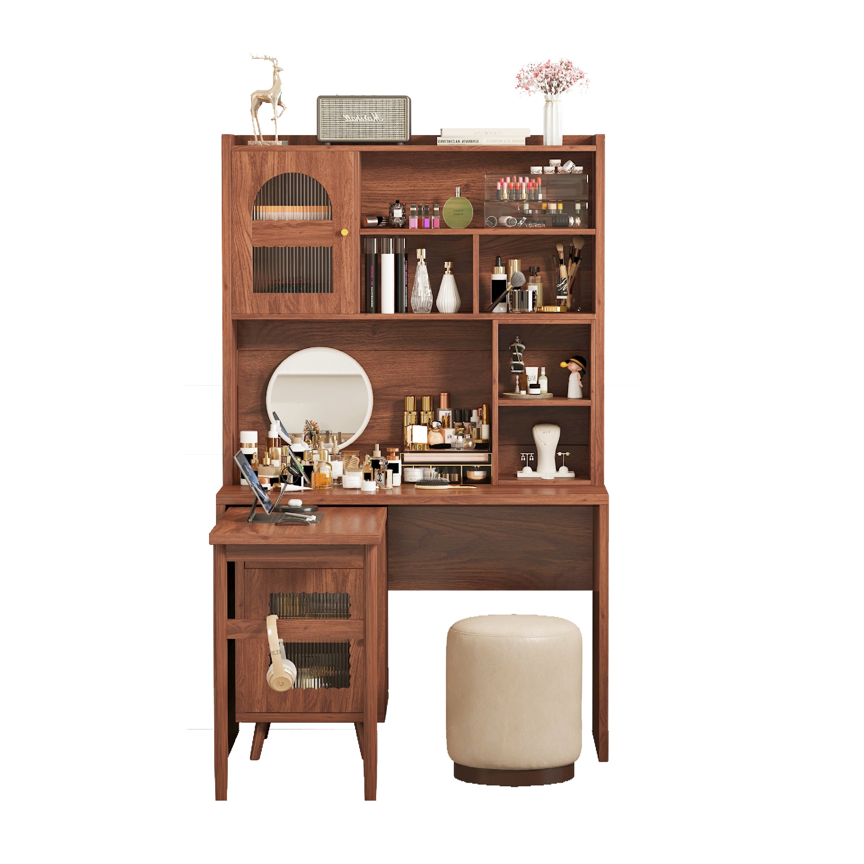 koorbiir G5 Gaming Desk with 90¡ã Rotating Desktop, 70" L-Shaped Computer Desk with Storage Drawers & Cabinets for Home Office