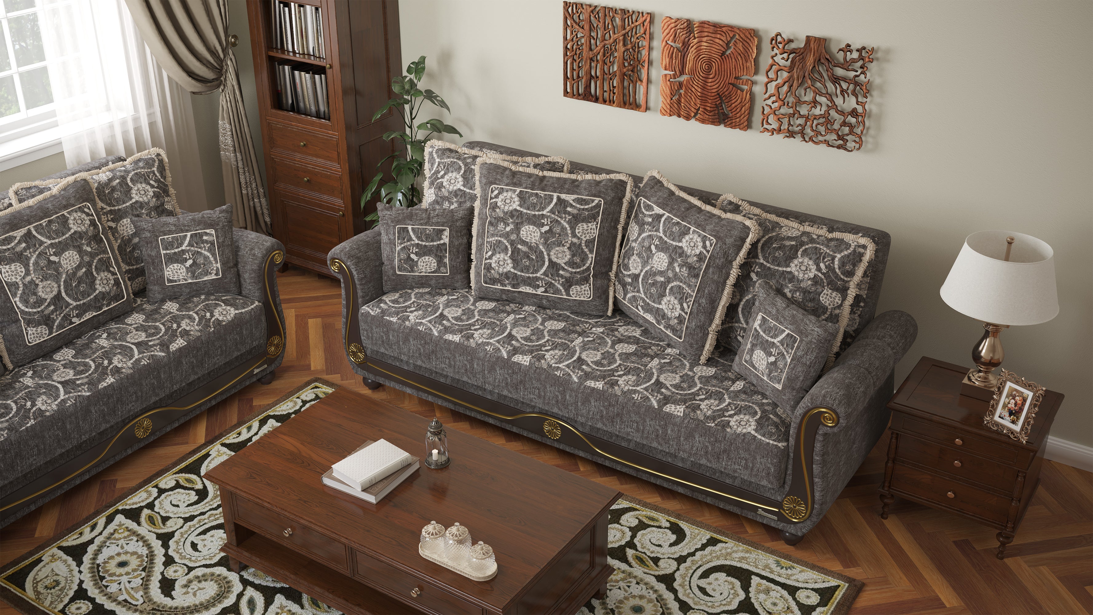 PrimeNest Timberline Collection Grey Upholstered Convertible Sofabed with Storage ¨C Bedding Collections for Living Room & Small Spaces