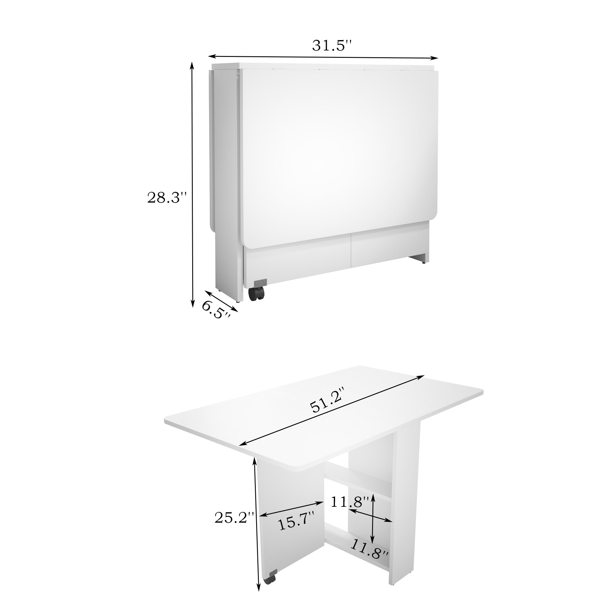 koorbiir f3 51.18 White Foldable Table ¨C Lightweight Long Table for Small Family Dining or Display Use