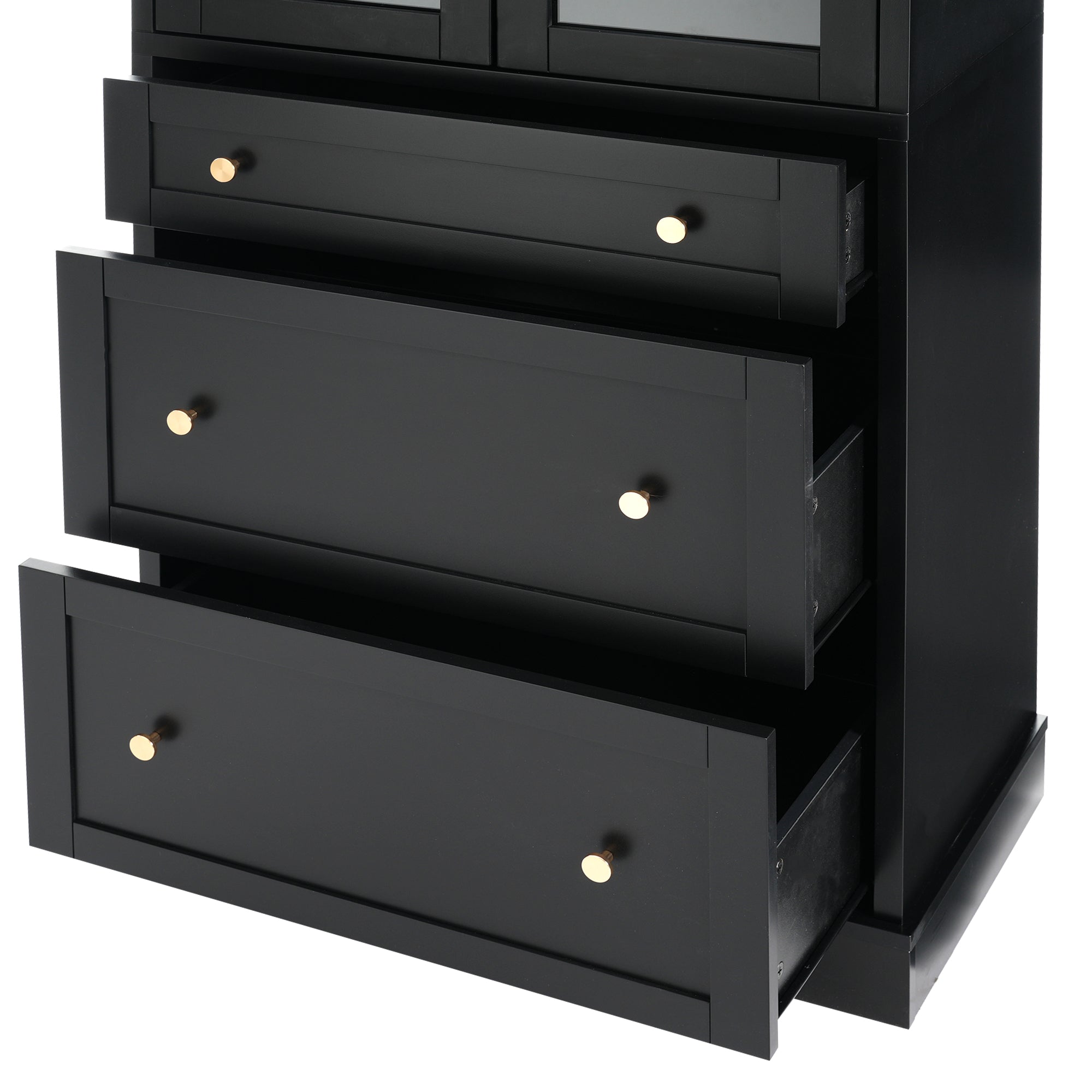 koorbiir k9 70.1" Modern High Freestanding Tall Bathroom Cabinet with 2 Adjustable Shelves & 3 Drawers ¨C Soft-Close Glass Doors, Luxury Metal Handles, Versatile Bathroom, Kitchen, and Living Room Storage
