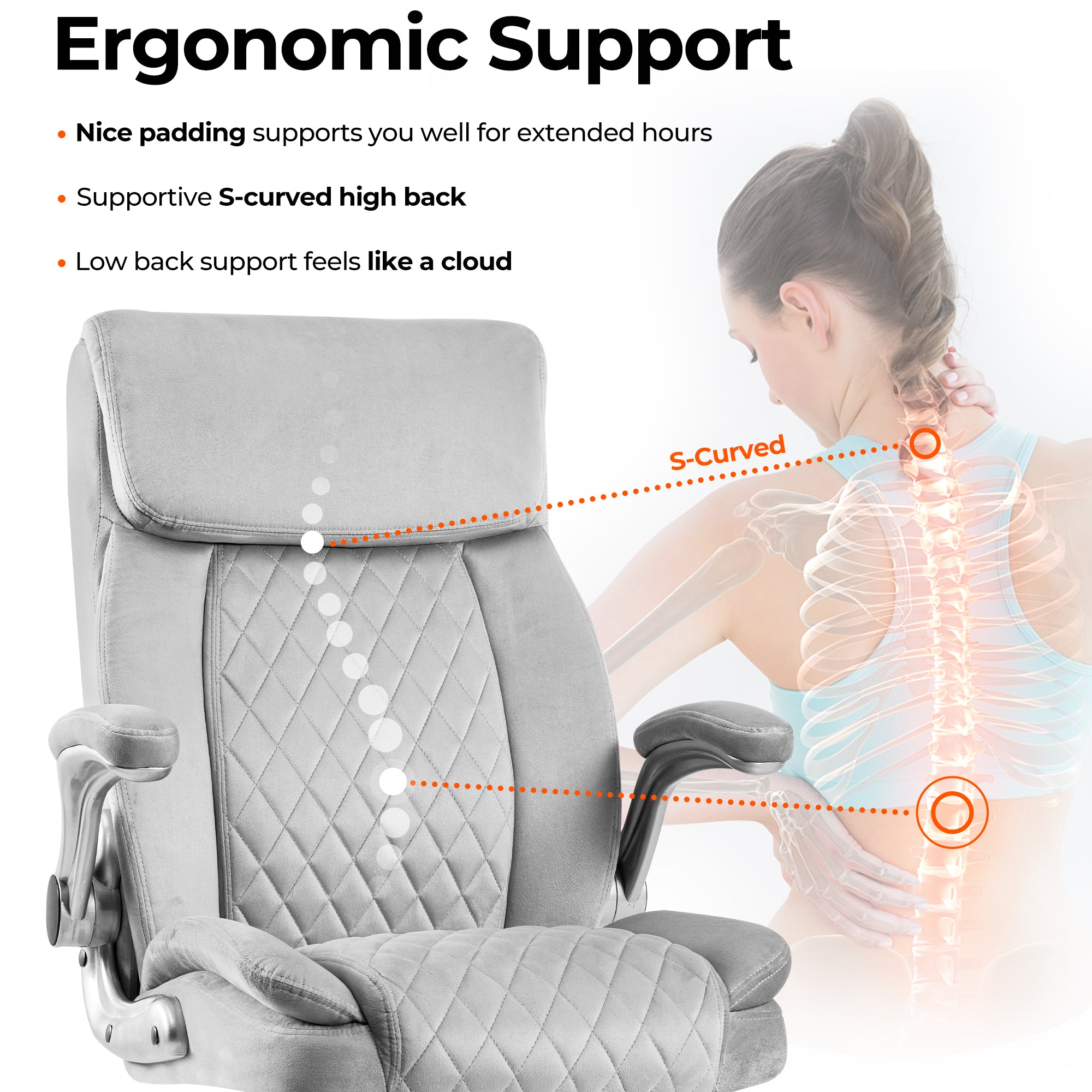 koorbiir o3 Velvet Swivel Executive Office Chair ¨C Comfortable Desk Chair for Office Room