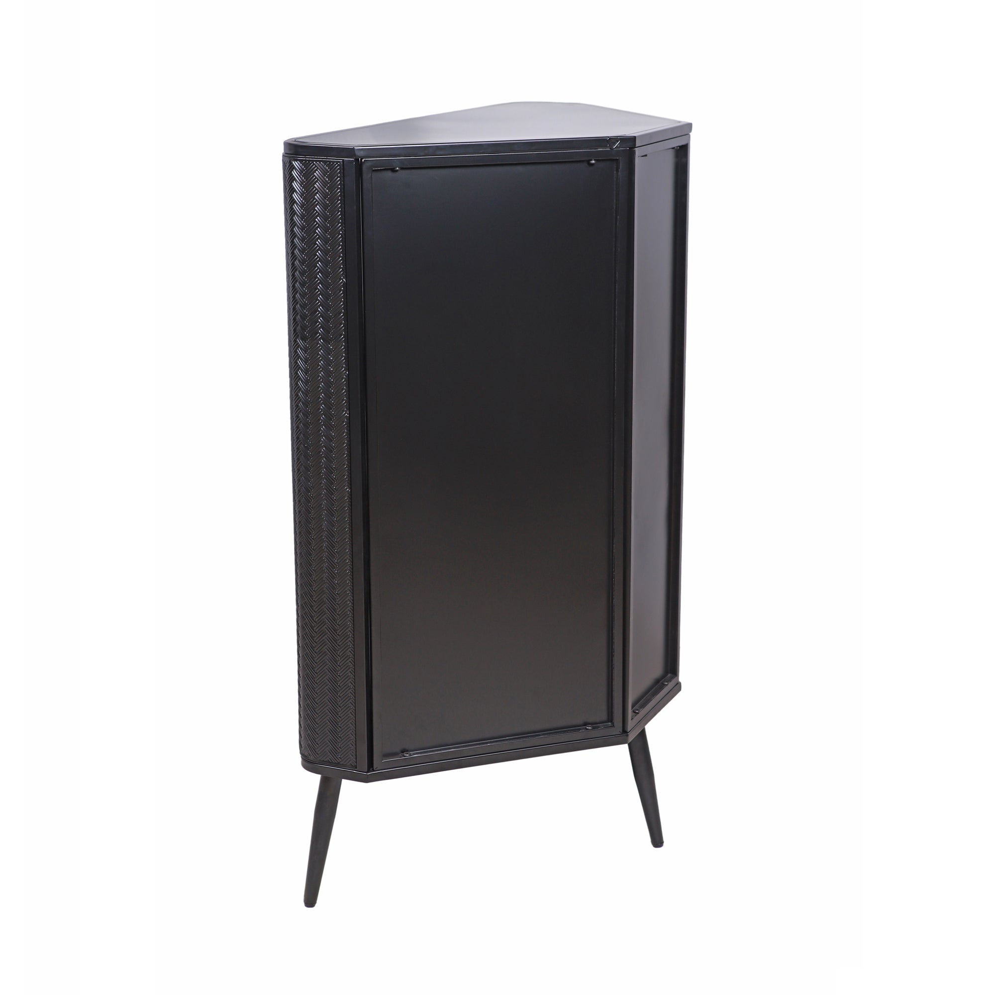 Modern 3-Tier Corner Storage Cabinet with Tempered Glass Doors ¨C Freestanding Metal Frame Organizer for Bathroom Organization, Kitchen, Bedroom, and Small Spaces