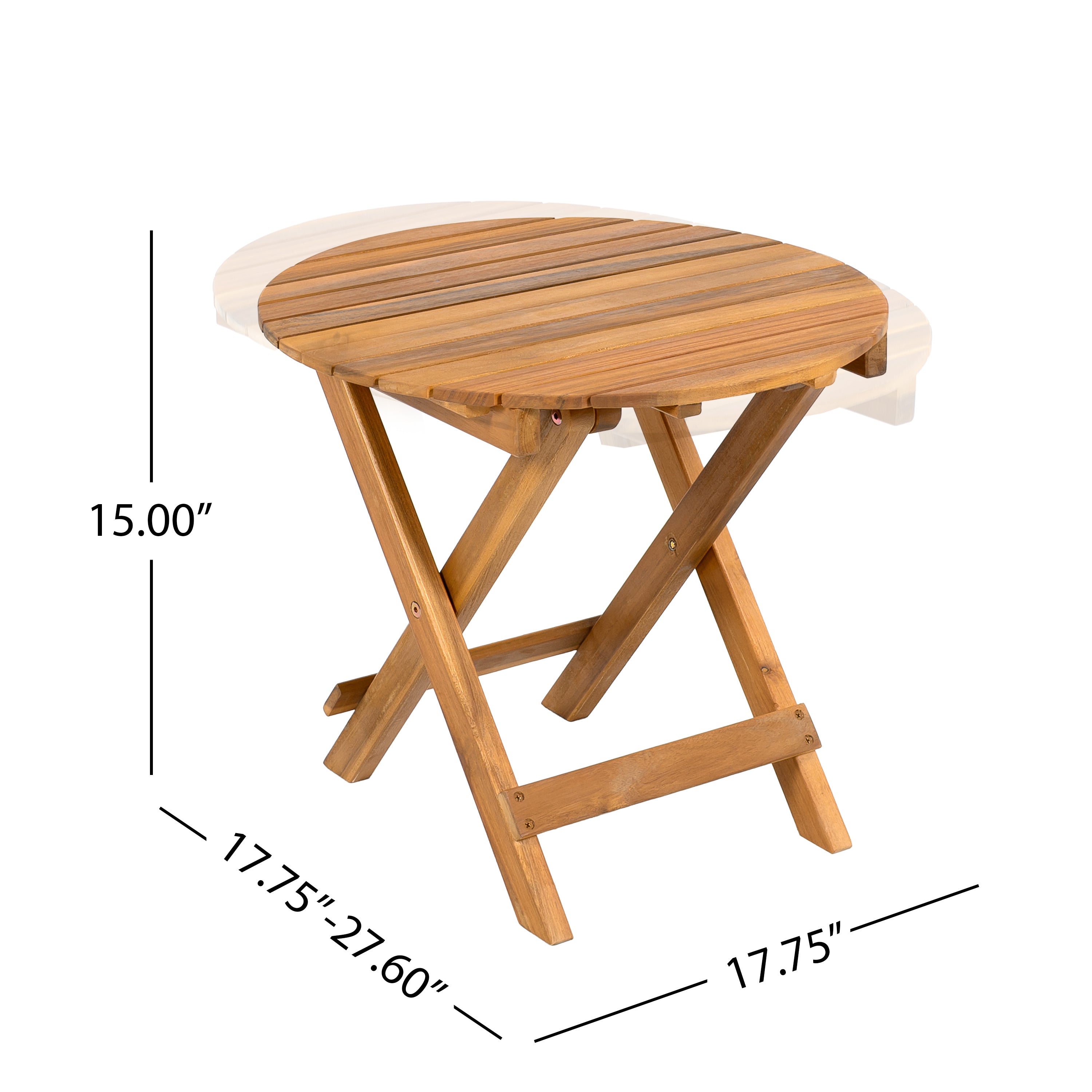 koorbiir f2 Foldable Table ¨C No Installation Needed, Adjustable Outdoor Acacia Wood Side Table in Teak Finish