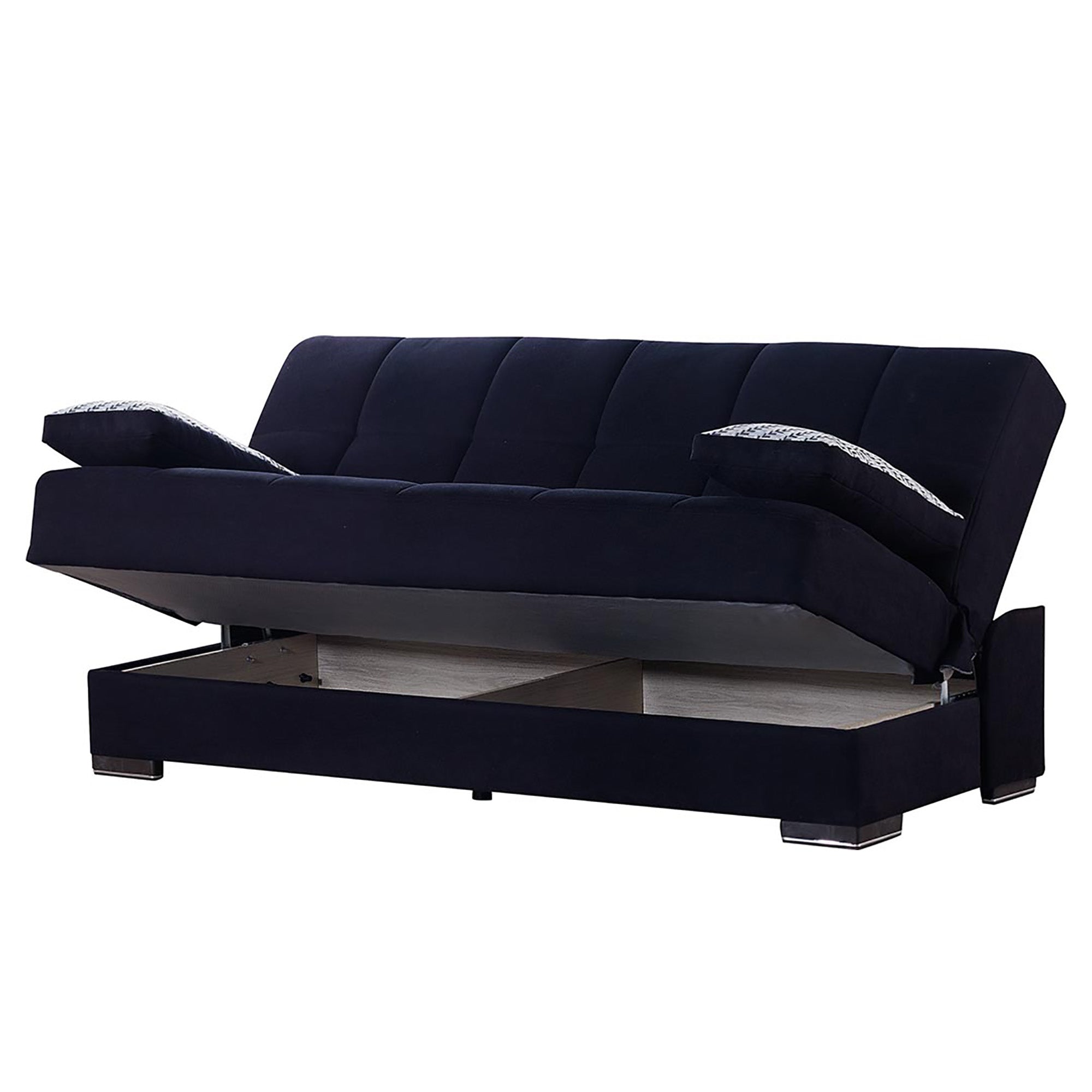 PrimeNest Sovo Collection Black Upholstered Convertible Sofabed with Storage ¨C Bedding Collections for Small Spaces & Living Room