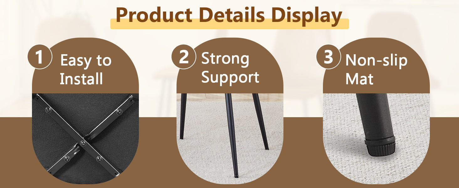 47.3" Modern Splicing Circular Dining Table with Double-Layer Storage ¨C 4 Black Linen-Cotton High-Resilience Chairs with Metal Legs, Table Linens Included