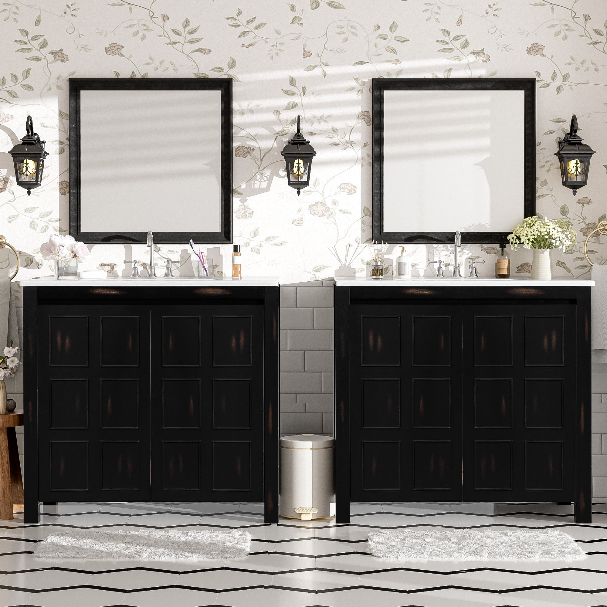 koorbiir ba3 72 Double Vanity Bathroom Storage Cabinet with Ceramic Sinks ¨C Soft - Close Doors & Adjustable Shelves for Stylish Bathroom Organization - Koorbiir