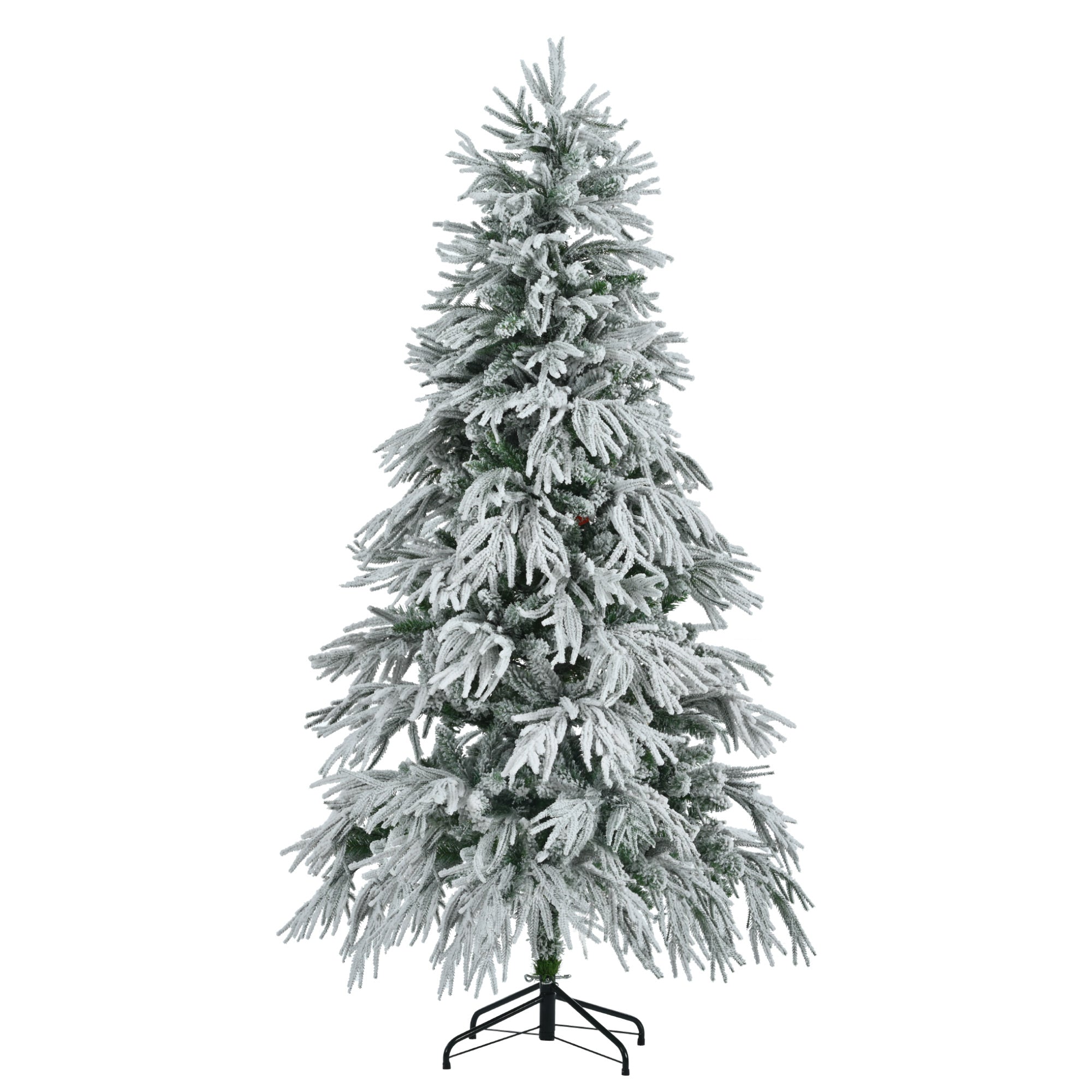 koorbiir ar1 6FT Pre-Lit Artificial Snow Flocked Christmas Tree, Hinged Xmas Tree with 300 Multi-Color LED Lights, 8 Flashing Modes & 790 Snow Branch Tips for Holiday Home & Office D¨¦cor
