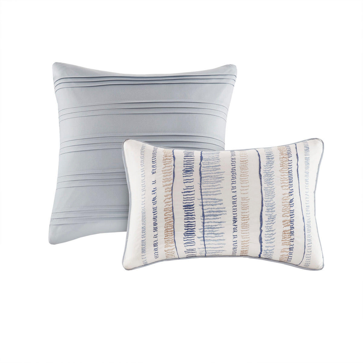8-Piece Blue Seersucker Comforter & Quilt Set ¨C King/Cal King Bedding Collections with Decorative Pillows & Shams