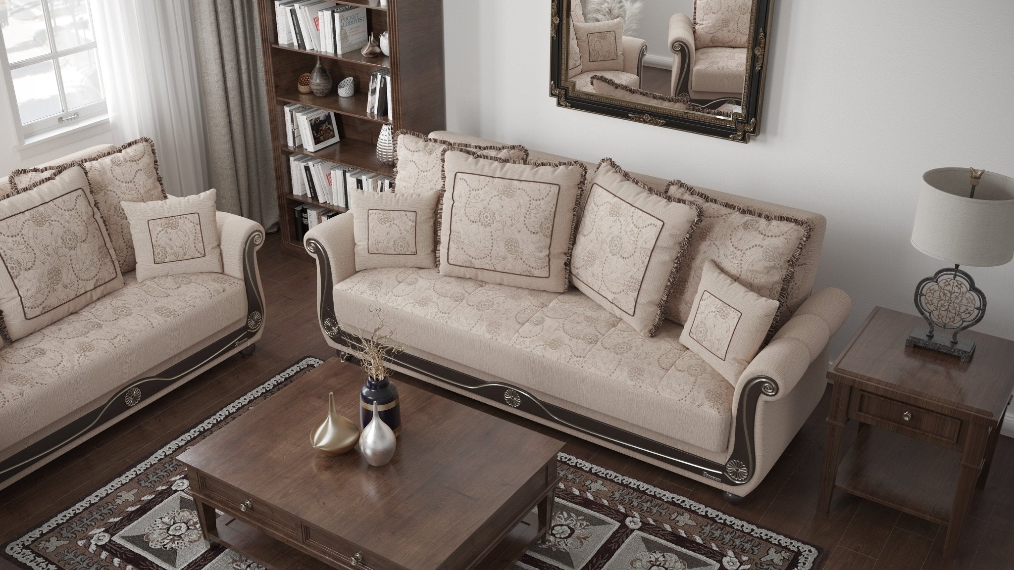 koorbiir be3 PrimeNest Timberline Collection Convertible Sofabed with Storage, Upholstered Sleeper Sofa Bed Beige ¨C Bedding Collections for Living Room & Small Spaces - Koorbiir
