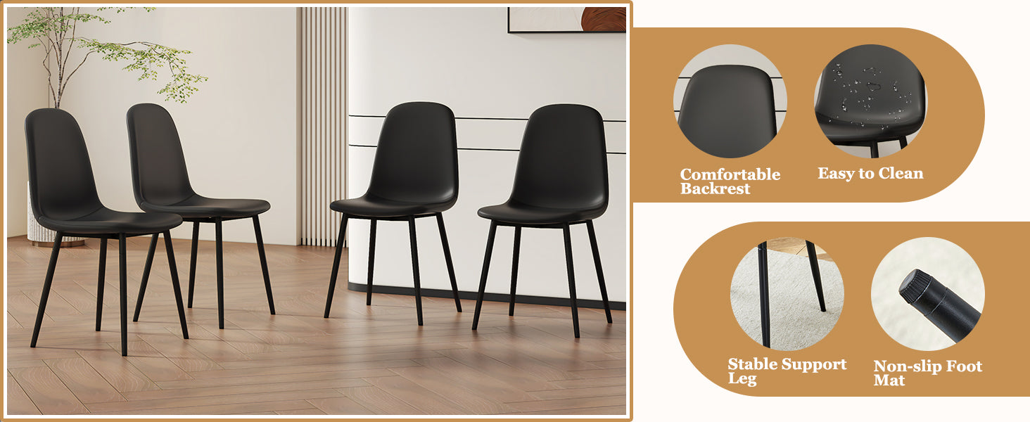 63" x 35.4" Black Marble Pattern Dining Table Set with 4 Dark Gray Linen Chairs ¨C Modern MDF Table with O-Shaped Legs, Metal Frame & Table Linens for Kitchen or Dining Room