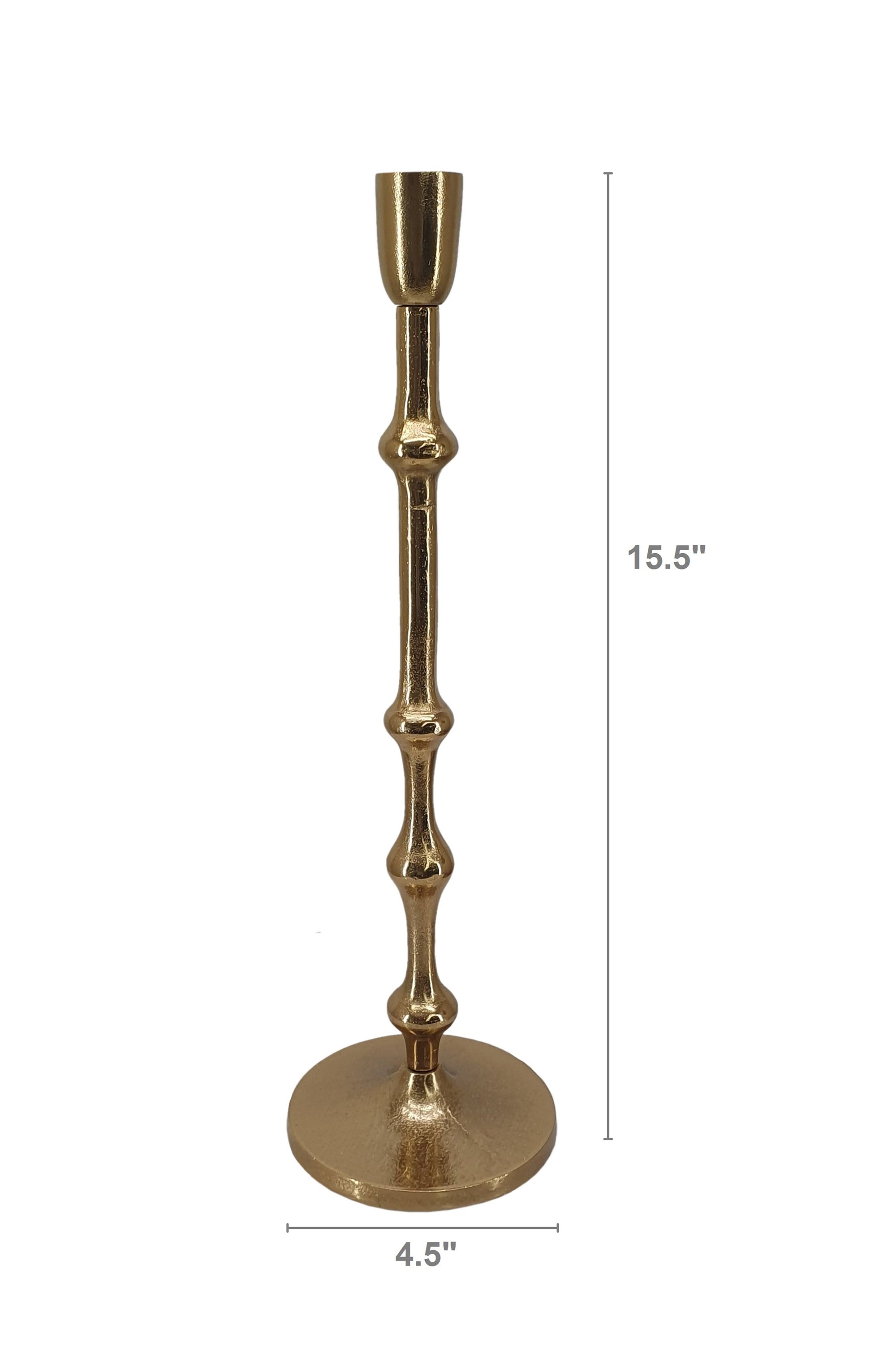 koorbiir ca2 4.5x15.5 Slender Aluminum Taper Candle Holder with Bead Accents ¨C Bronze Decorative Candle Stand for Home D¨¦cor