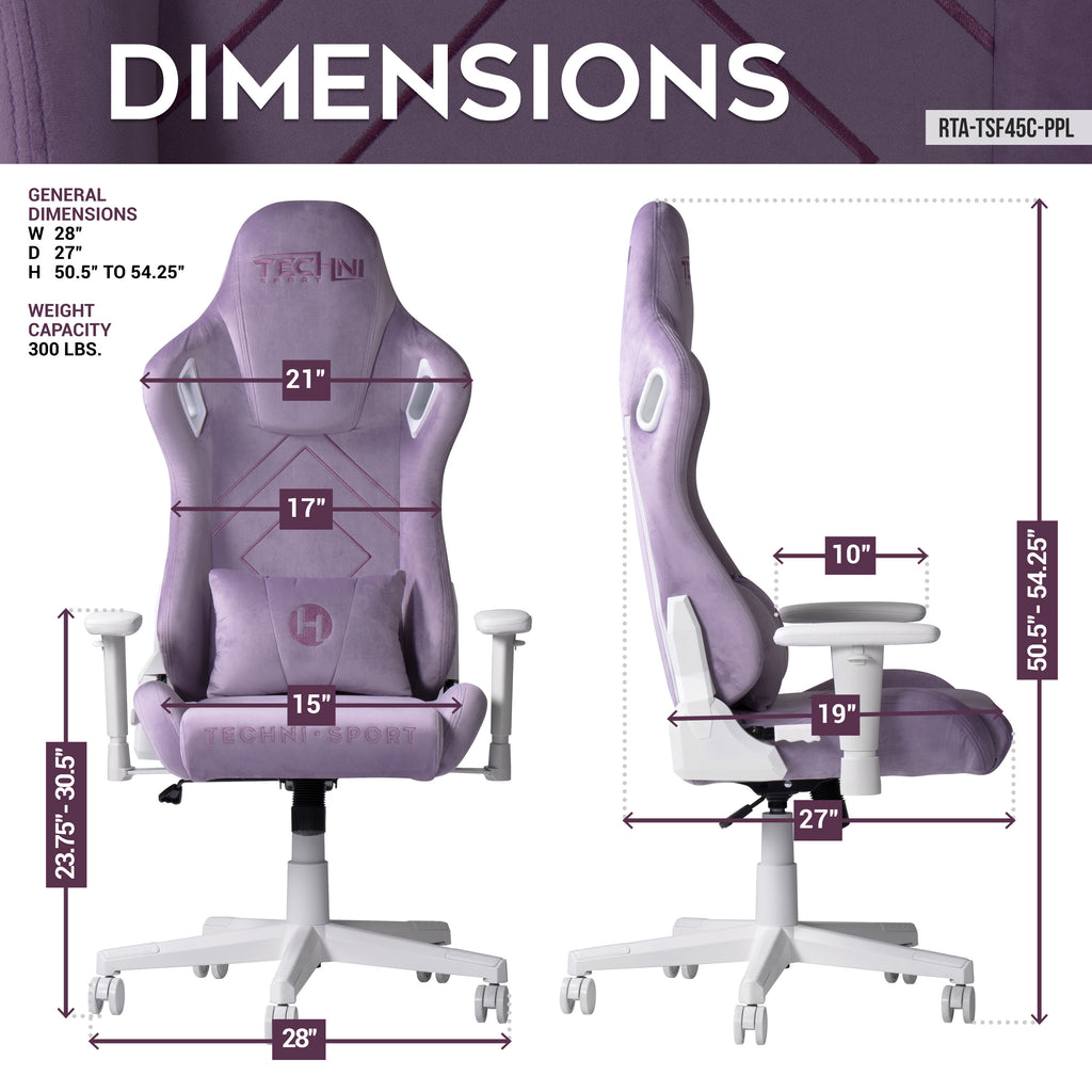 Sport Velvet Memory Foam Gaming Chair – Purple