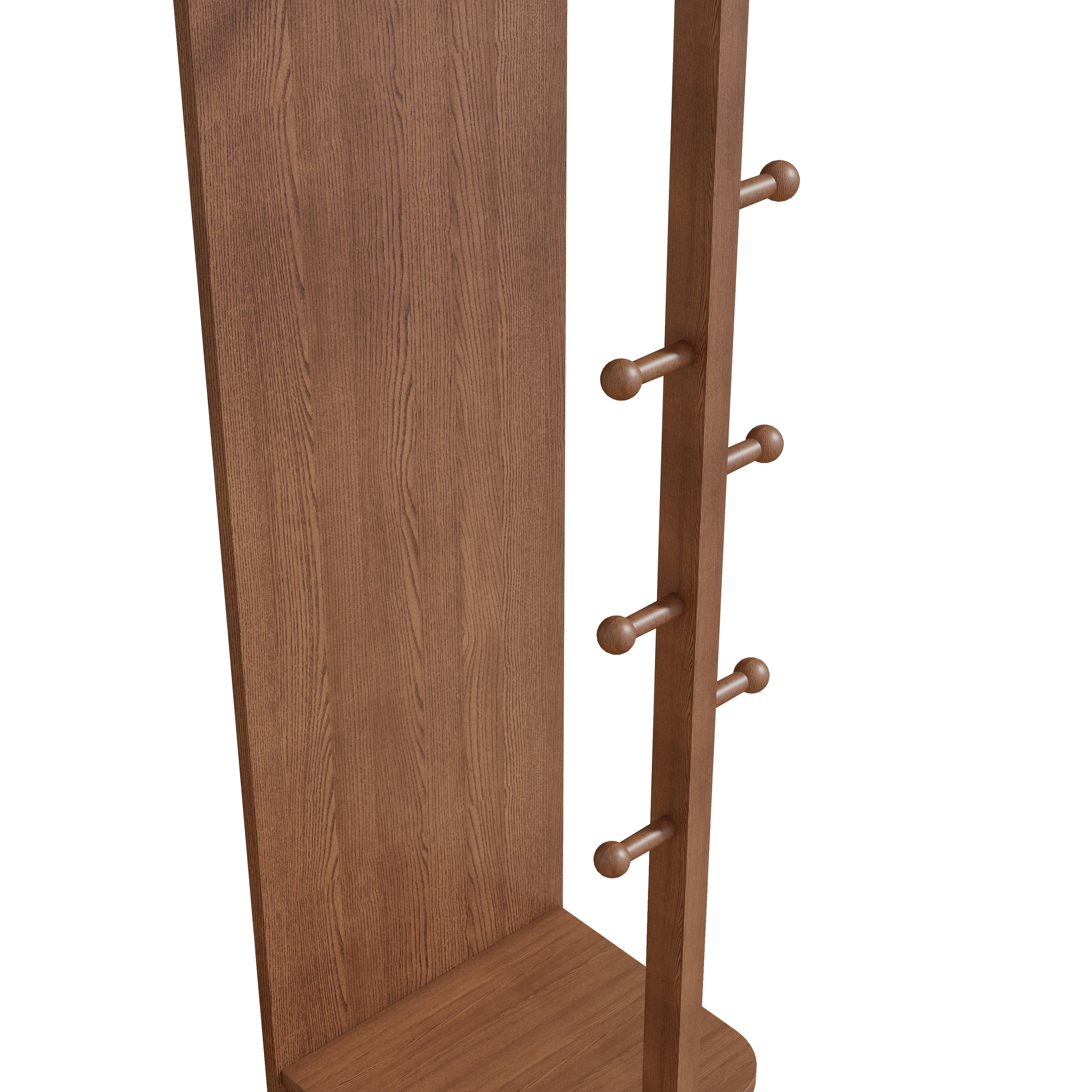 koorbiir mi1 360¡ã Rotating 66"x14" Full Length Mirror with Hook Storage Rack & Coat Rack, Solid Wood Floor Mirror for Bedroom, Living Room, Cloakroom - Space-Saving Design