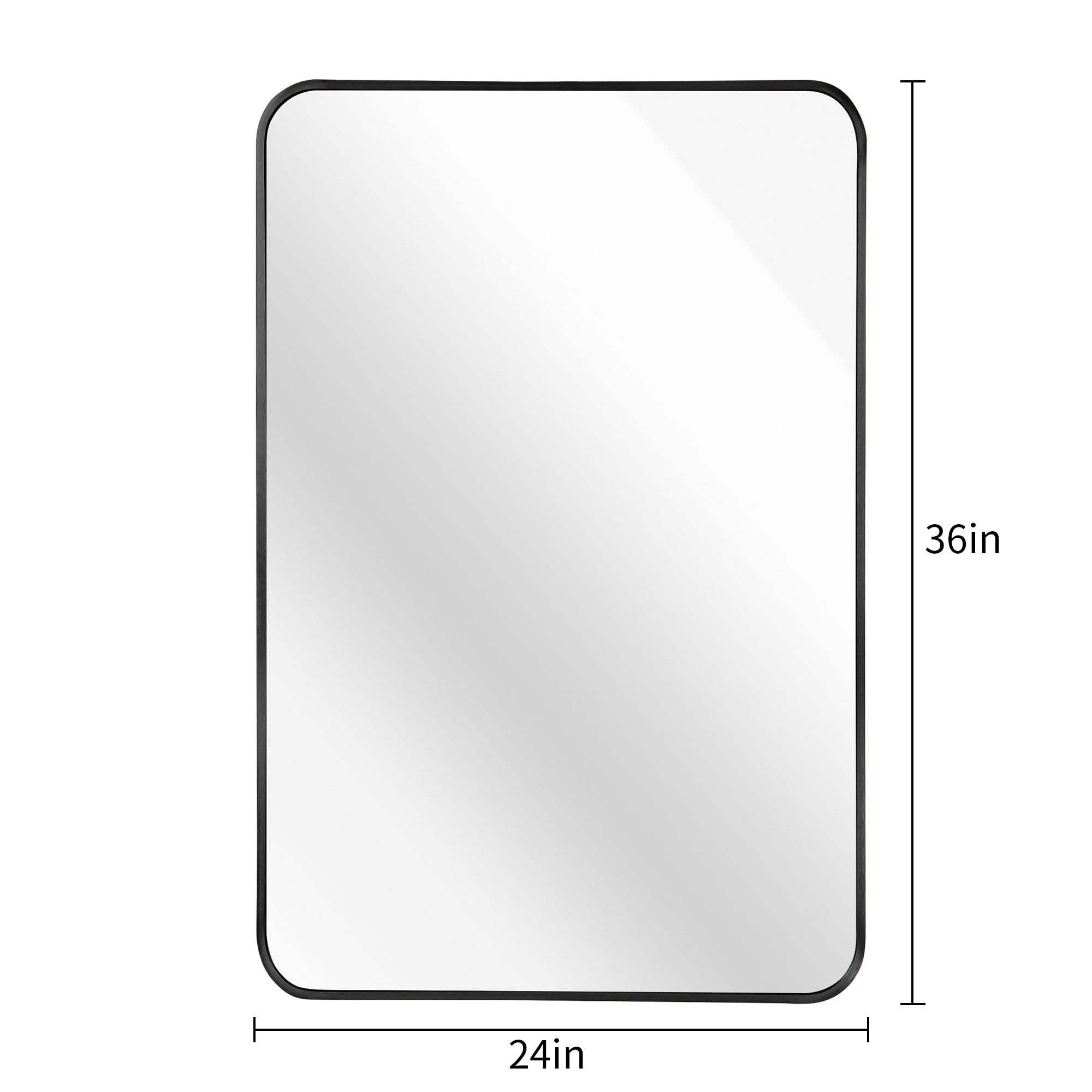 koorbiir mi3 24x36 Black Metal Framed Rectangular Bathroom Mirror, Wall-Mounted Mirror for Home Decor