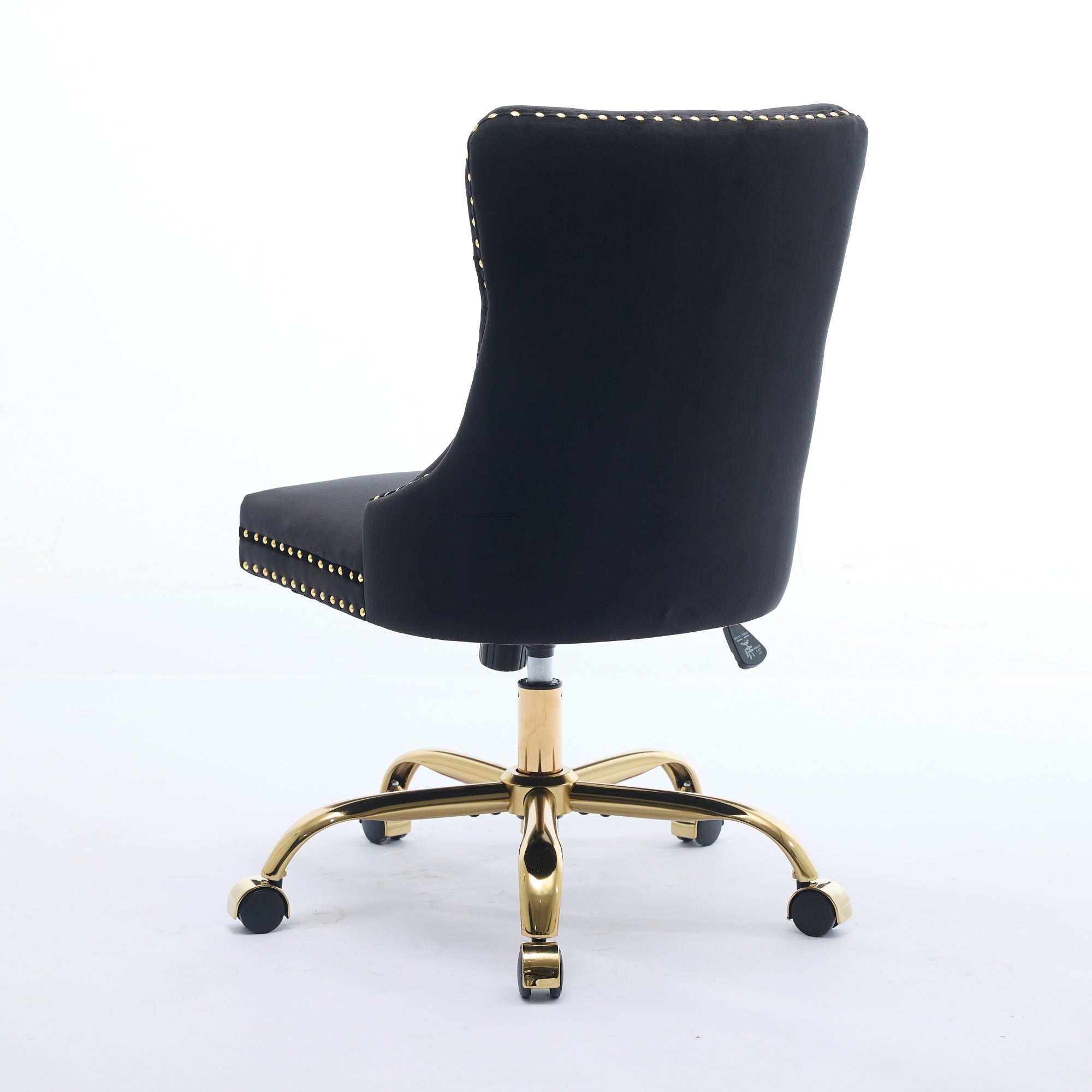 koorbiir o4 Modern Velvet Upholstered Office Chair with Tufted Button ¨C Adjustable Swivel Desk Chair with Gold Metal Base (Gray)