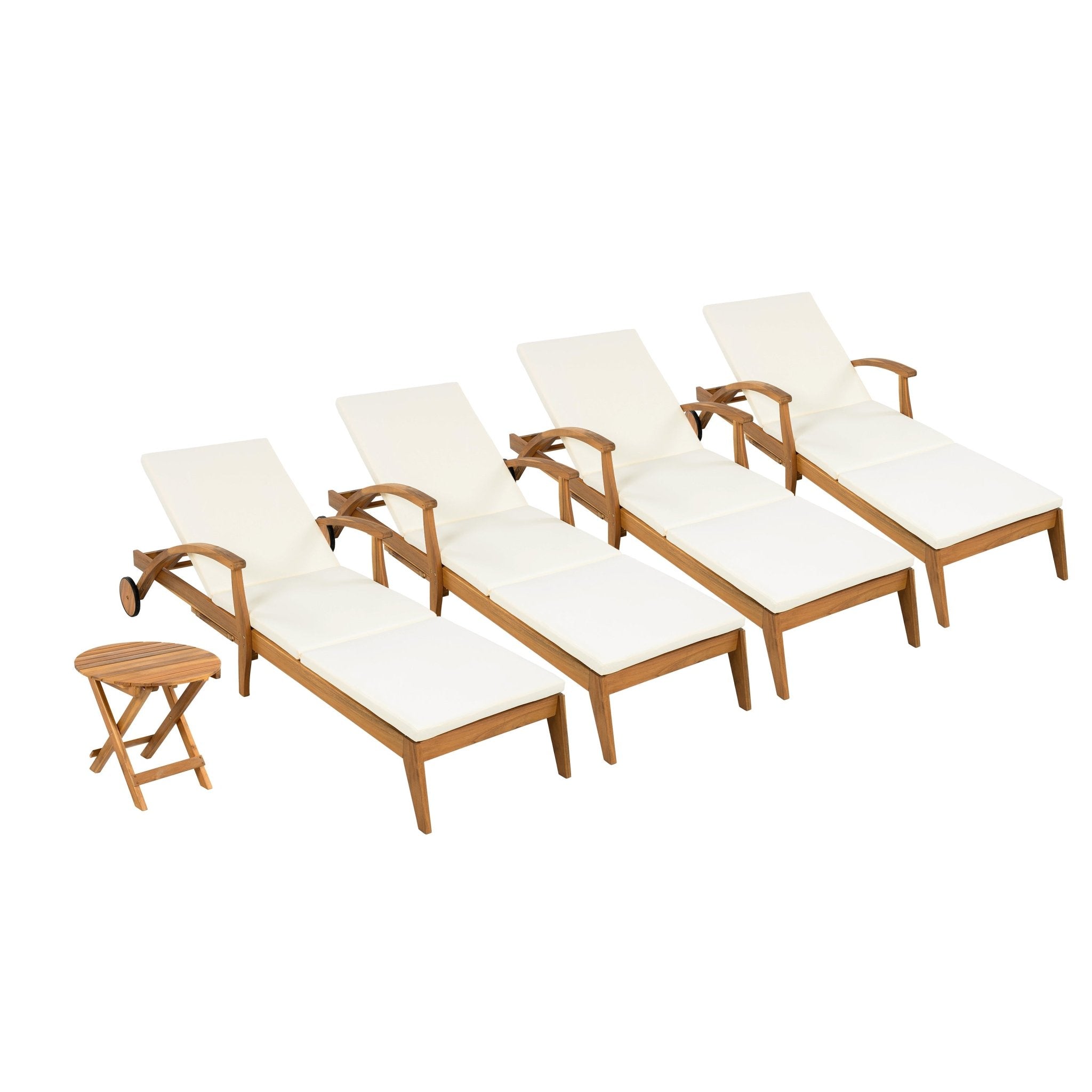 koorbiir f2 Foldable Table ¨C No Installation Needed, Adjustable Outdoor Acacia Wood Side Table in Teak Finish - Koorbiir