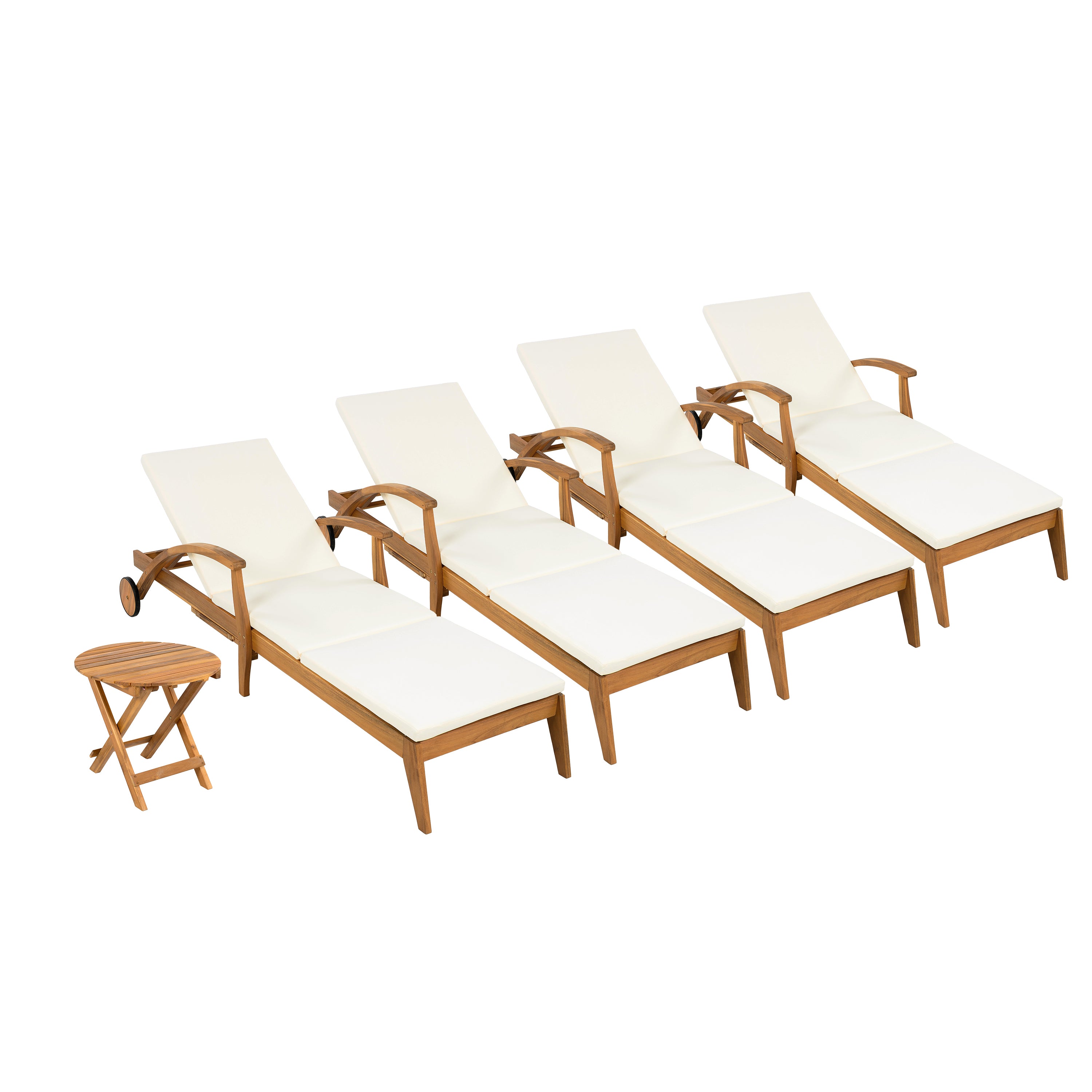 koorbiir f2 Foldable Table ¨C No Installation Needed, Adjustable Outdoor Acacia Wood Side Table in Teak Finish