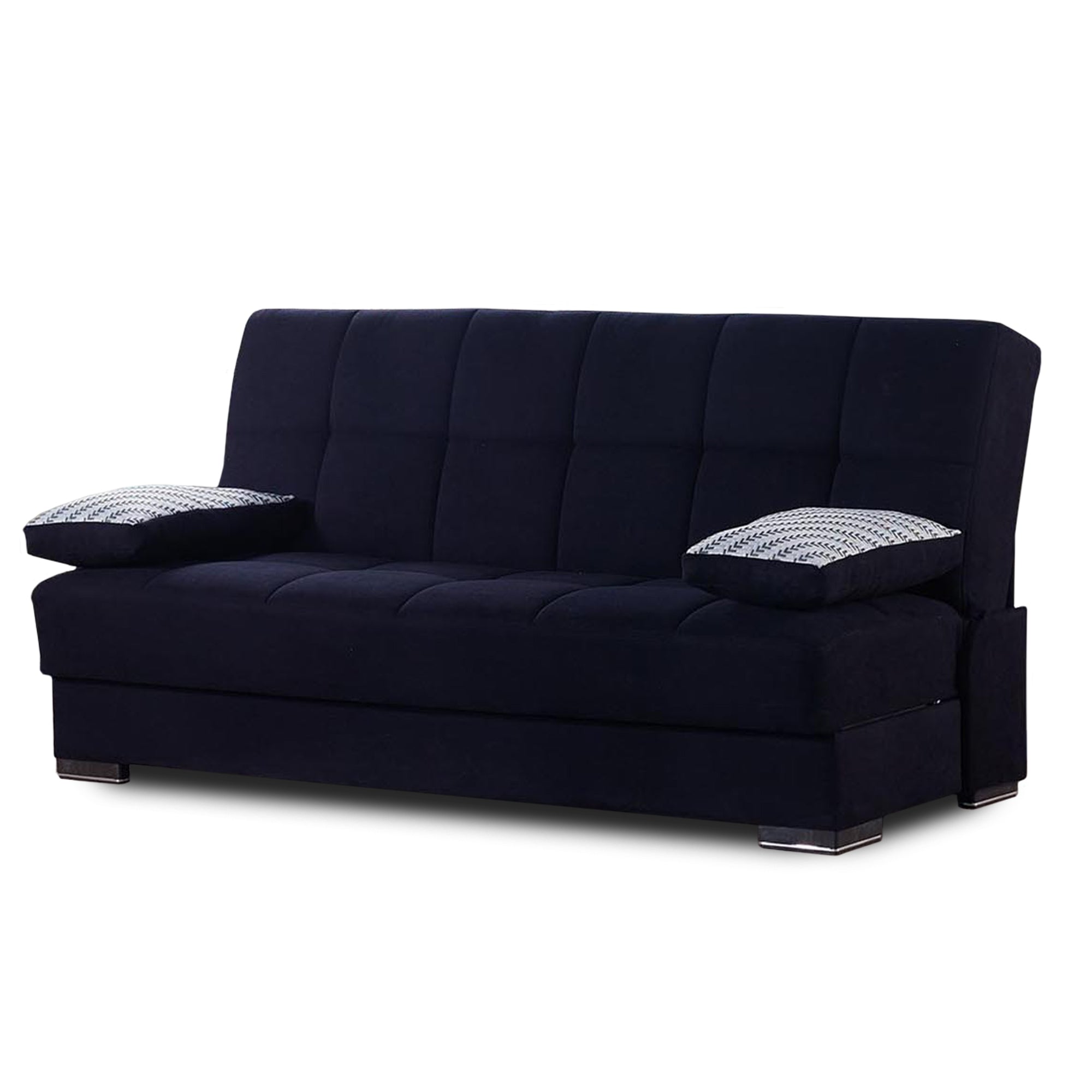 PrimeNest Sovo Collection Black Upholstered Convertible Sofabed with Storage ¨C Bedding Collections for Small Spaces & Living Room