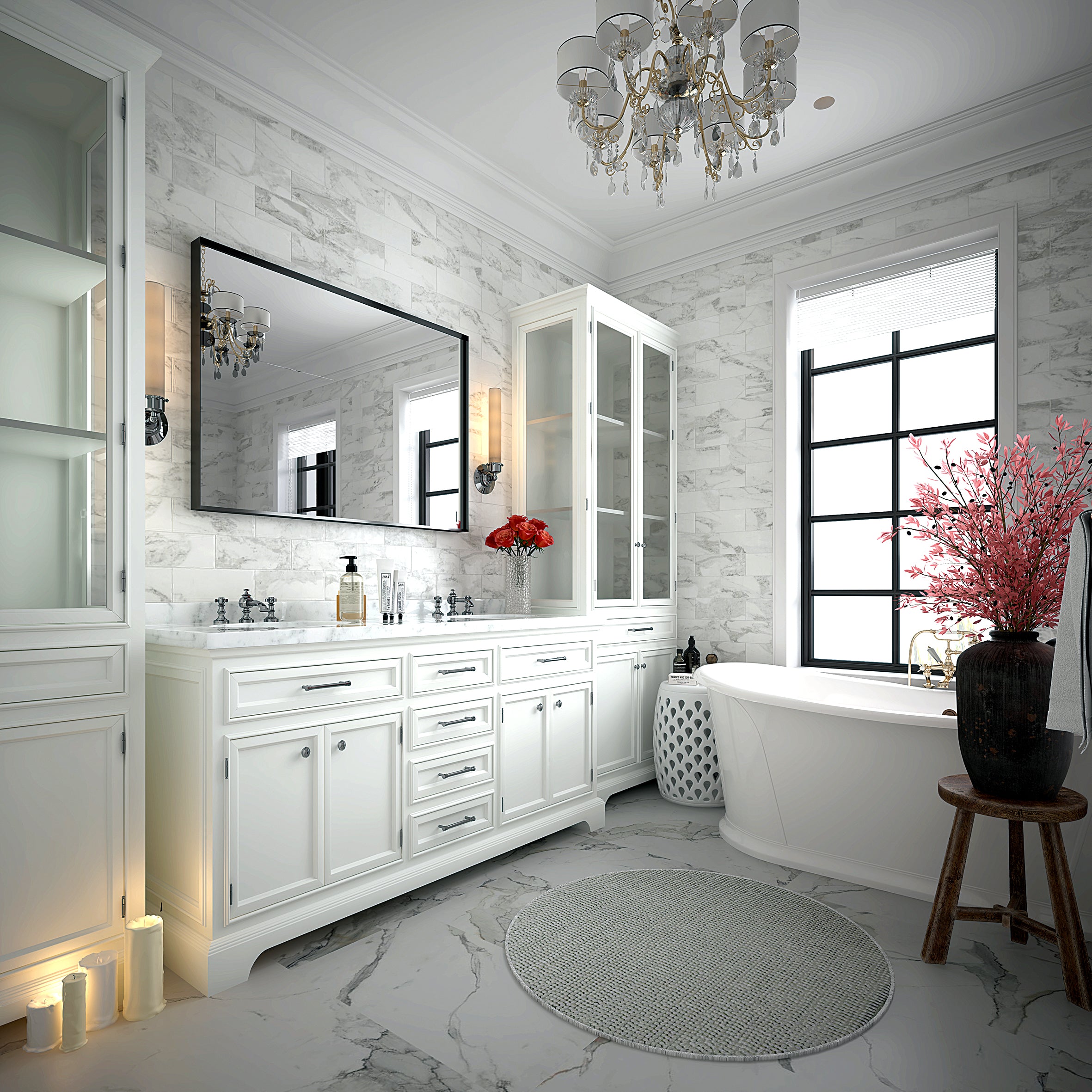 koorbiir mi4 40x30 Glossy Black Bathroom Mirror, Rectangular Vanity Mirror with Modern Metal Frame, Decorative Square Corner Mirror for Wall (Horizontal & Vertical Mount)