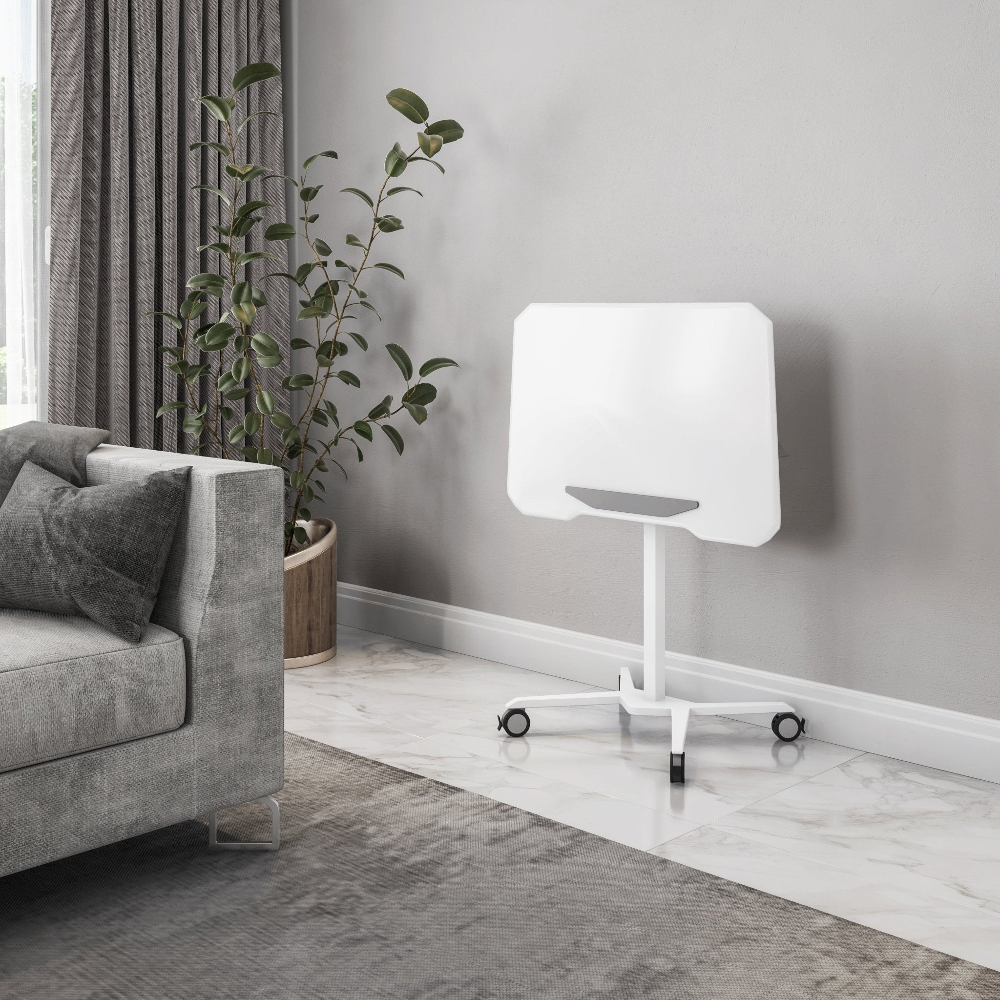 koorbiir d4 White Standing Desk Laptop Cart with Adjustable Height and Tilting Desktop - Koorbiir