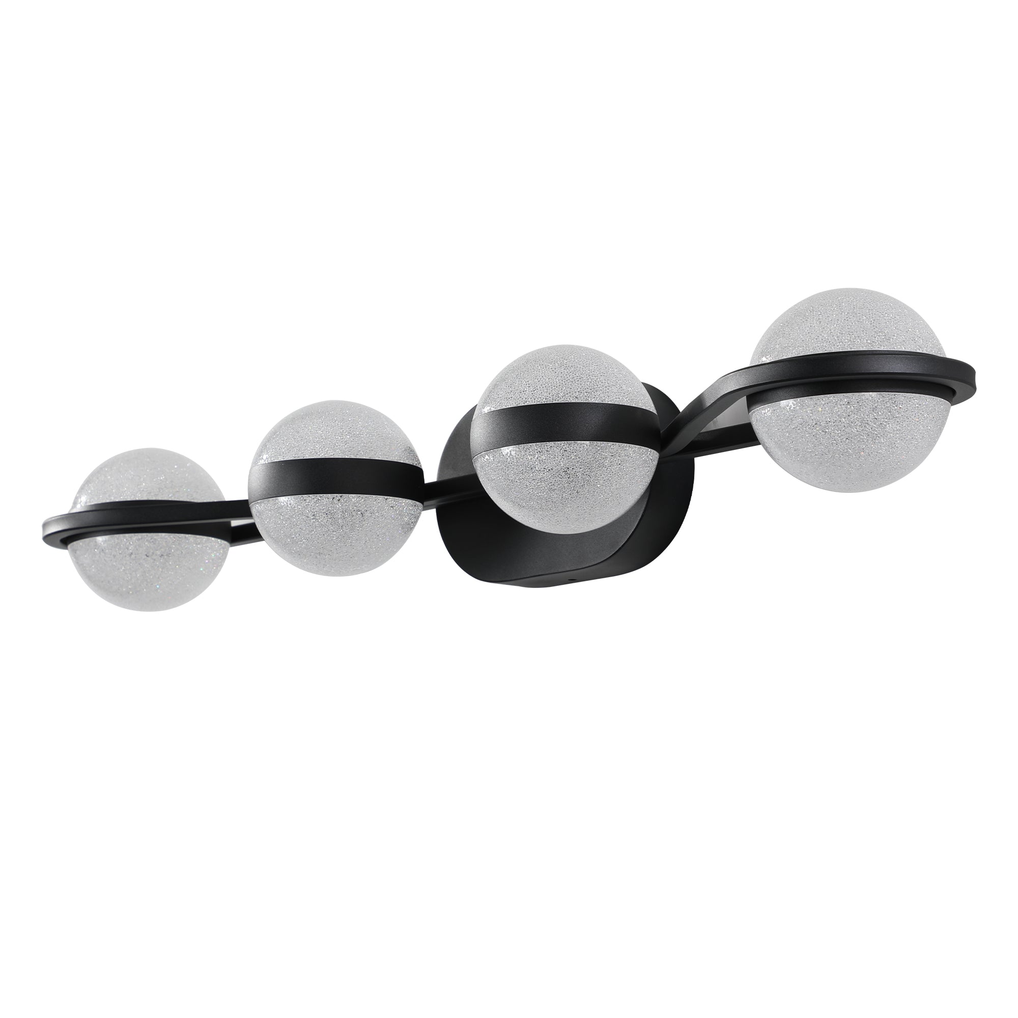 koorbiir L3 30 Black LED Bathroom Vanity Lighting Fixture with Crystal Acrylic Shades ¨C 4-Light Wall Mounted Modern Mirror Lighting