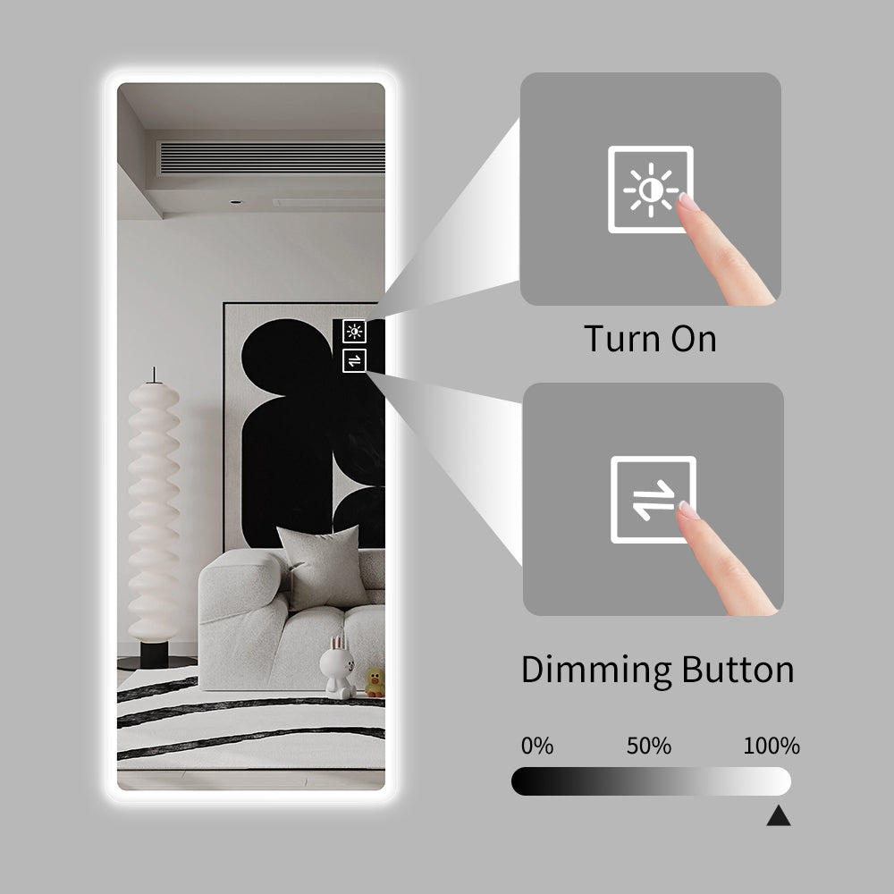 koorbiir mi6 65x24 Full Length LED Floor Mirror, Wall-Mounted Body Mirror with Dimming & 3 Color Modes for Bedroom, Full-Size Mirror with Integrated Lights