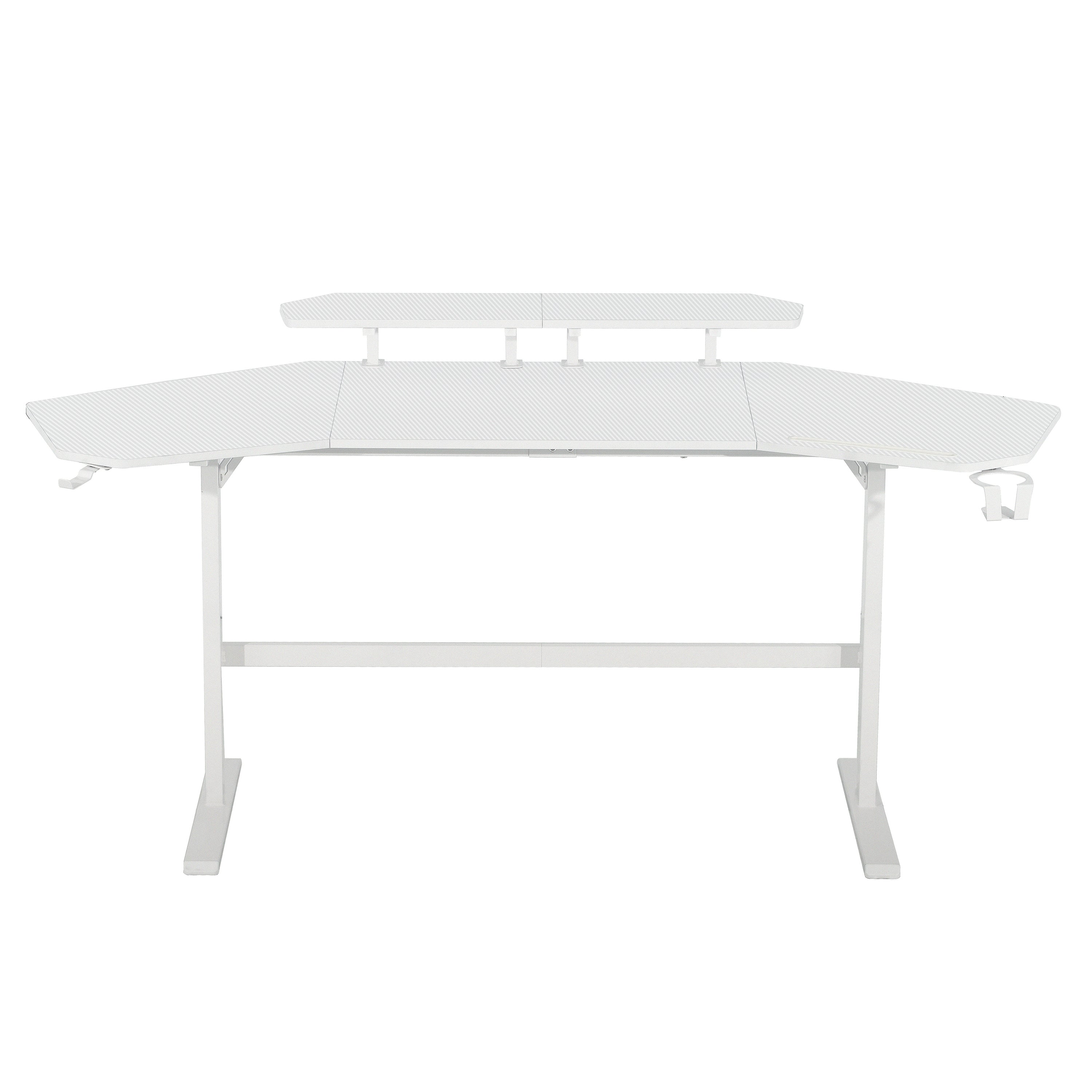 koorbiir G2 Sport TS911D White Gaming Desk with Shelves & Accessory Holder ¨C Ergonomic Gaming Desk