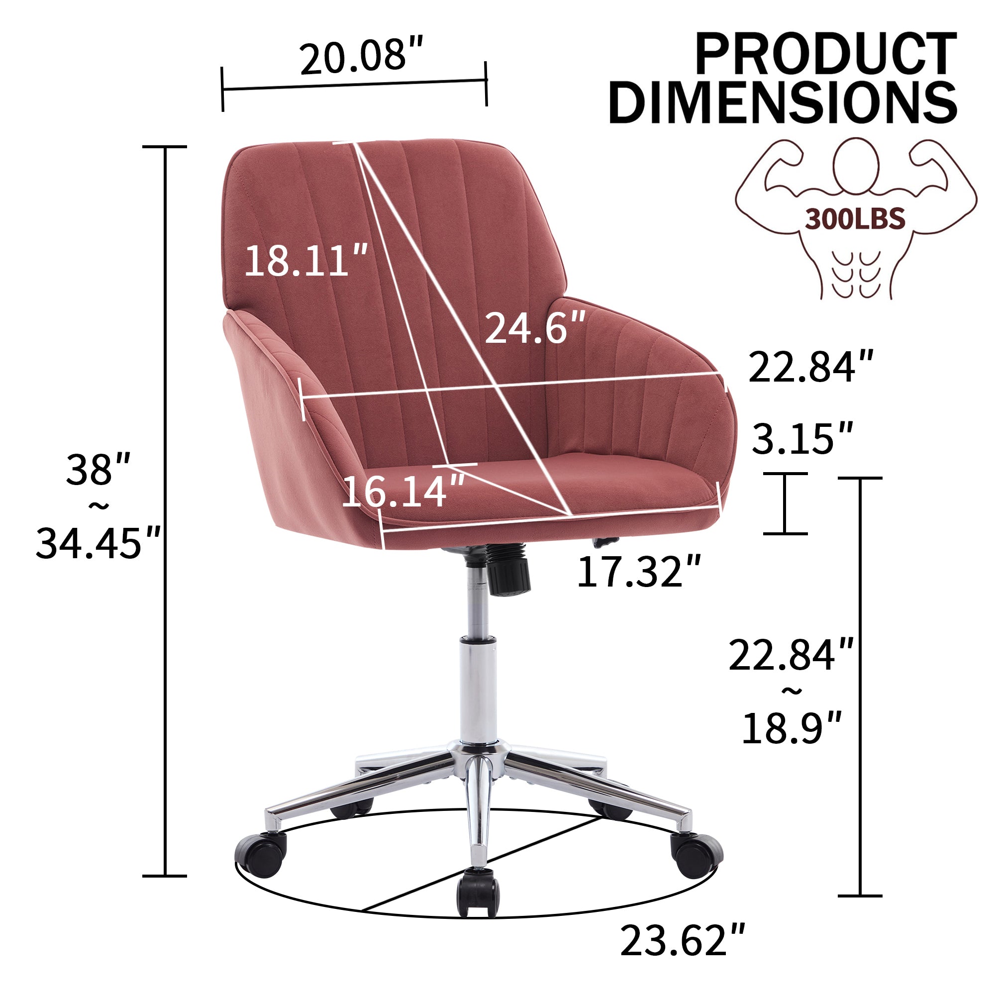 Koorbiir Adjustable Office Chair, Home Bedroom, Ergonomic Swivel Chair, Backrest Seat, Comfortable for Long Sitting