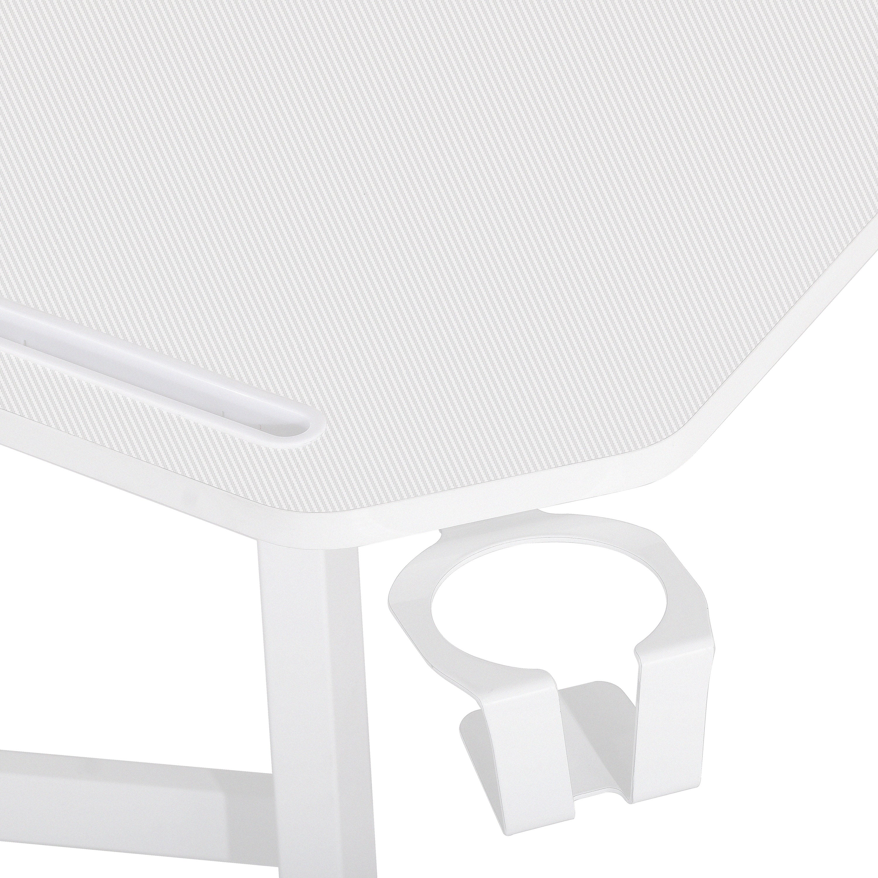 koorbiir G2 Sport TS911D White Gaming Desk with Shelves & Accessory Holder ¨C Ergonomic Gaming Desk