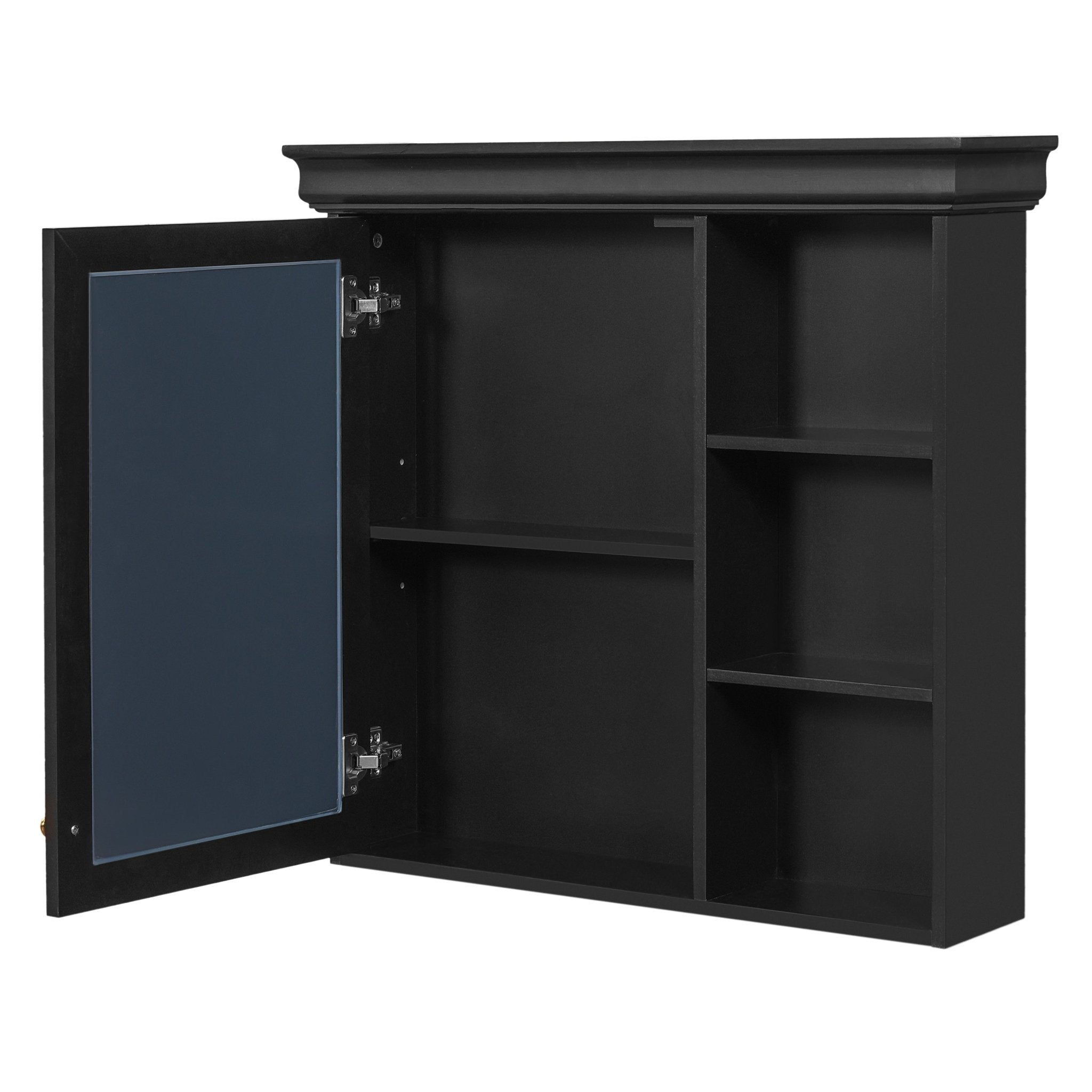 koorbiir ba6 30'' x 28'' Wall - Mounted Bathroom Medicine Cabinet with Mirror ¨C Over Toilet Storage Organizer for Bathroom Organization, Black MDF Cabinet - Koorbiir