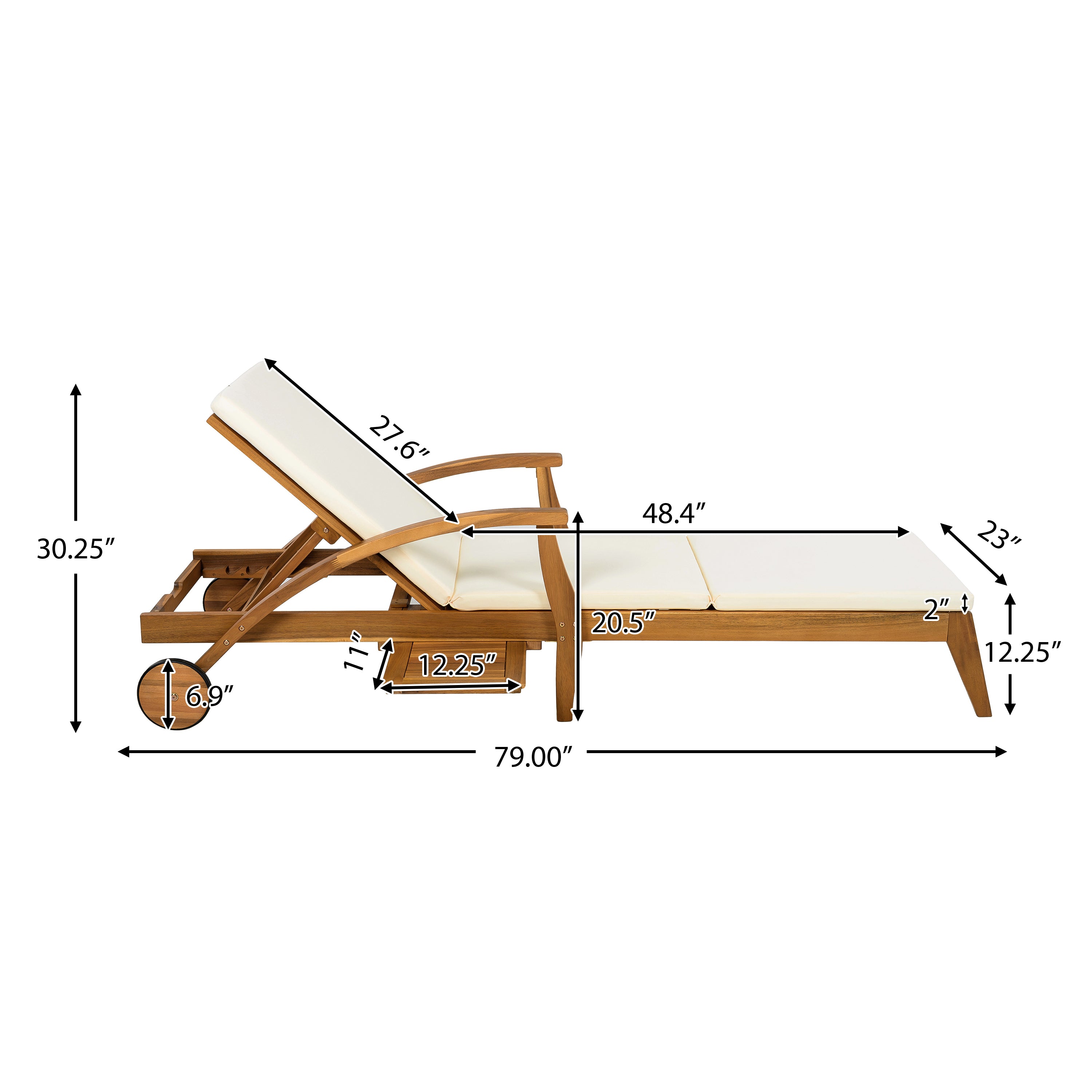 koorbiir f2 Foldable Table ¨C No Installation Needed, Adjustable Outdoor Acacia Wood Side Table in Teak Finish