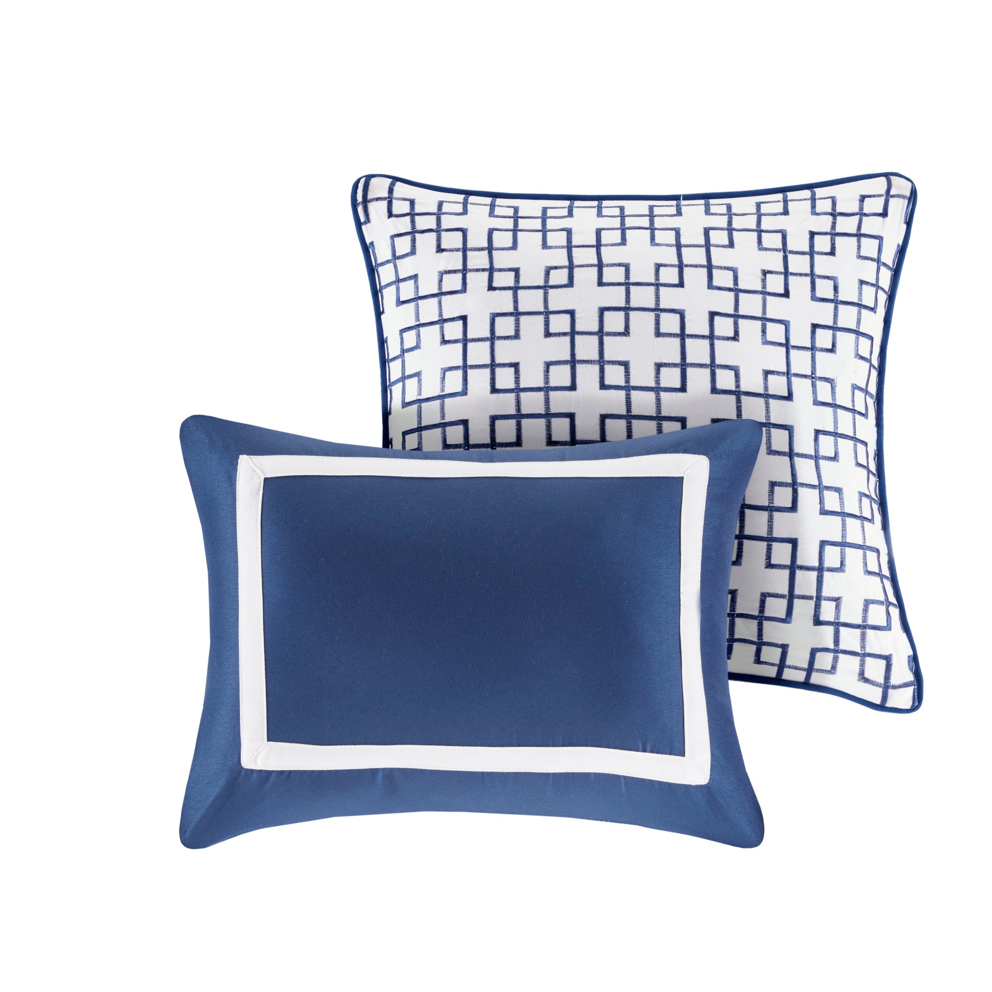 8-Piece Blue Seersucker Comforter & Quilt Set ¨C King/Cal King Bedding Collections with Decorative Pillows & Shams