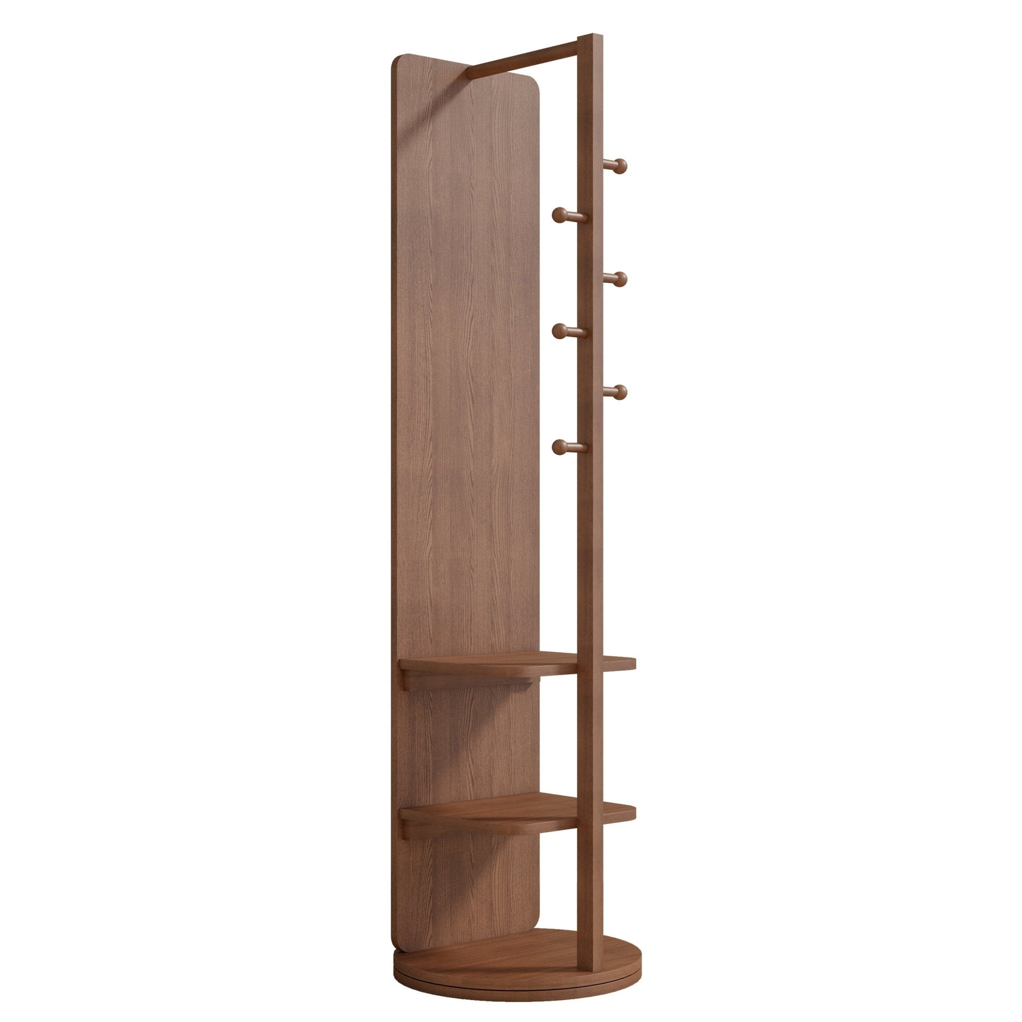 koorbiir mi1 360¡ã Rotating 66"x14" Full Length Mirror with Hook Storage Rack & Coat Rack, Solid Wood Floor Mirror for Bedroom, Living Room, Cloakroom - Space - Saving Design - Koorbiir