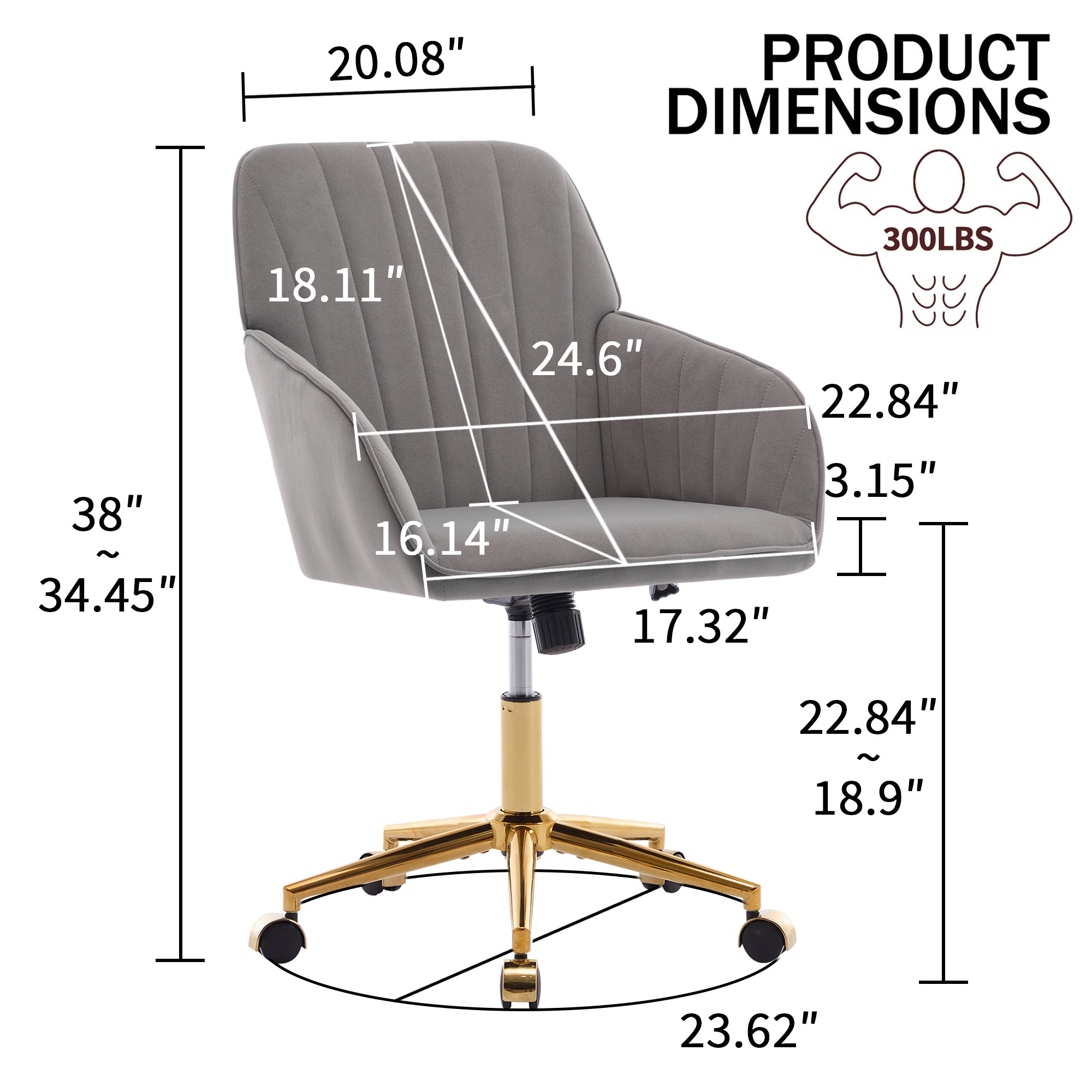 Koorbiir Adjustable Office Chair, Home Bedroom, Ergonomic Swivel Chair, Backrest Seat, Comfortable for Long Sitting