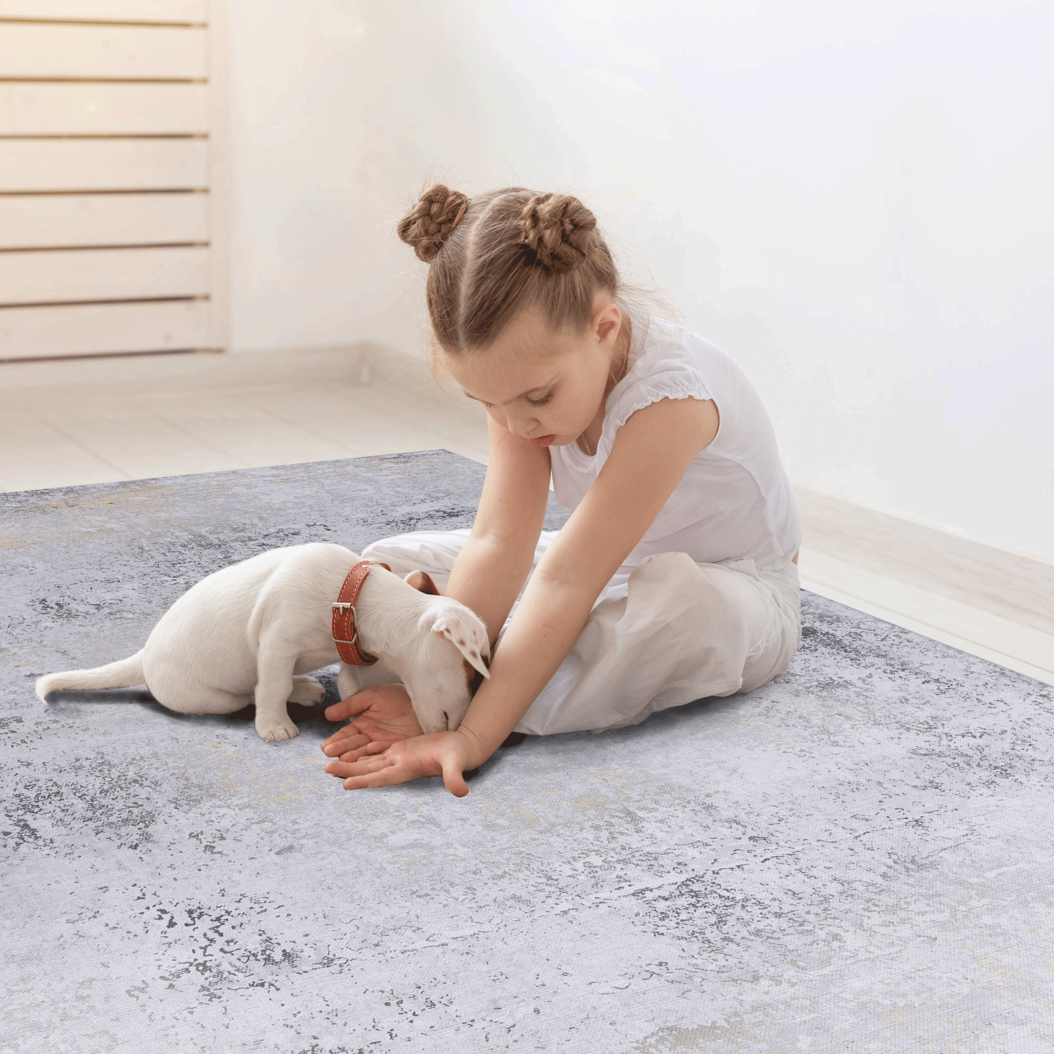 koorbiir G5 2'6 x 10' Gold & Gray Washable Runner Rug ¨C Durable Long Rugs for Hallway and Entryway - Koorbiir