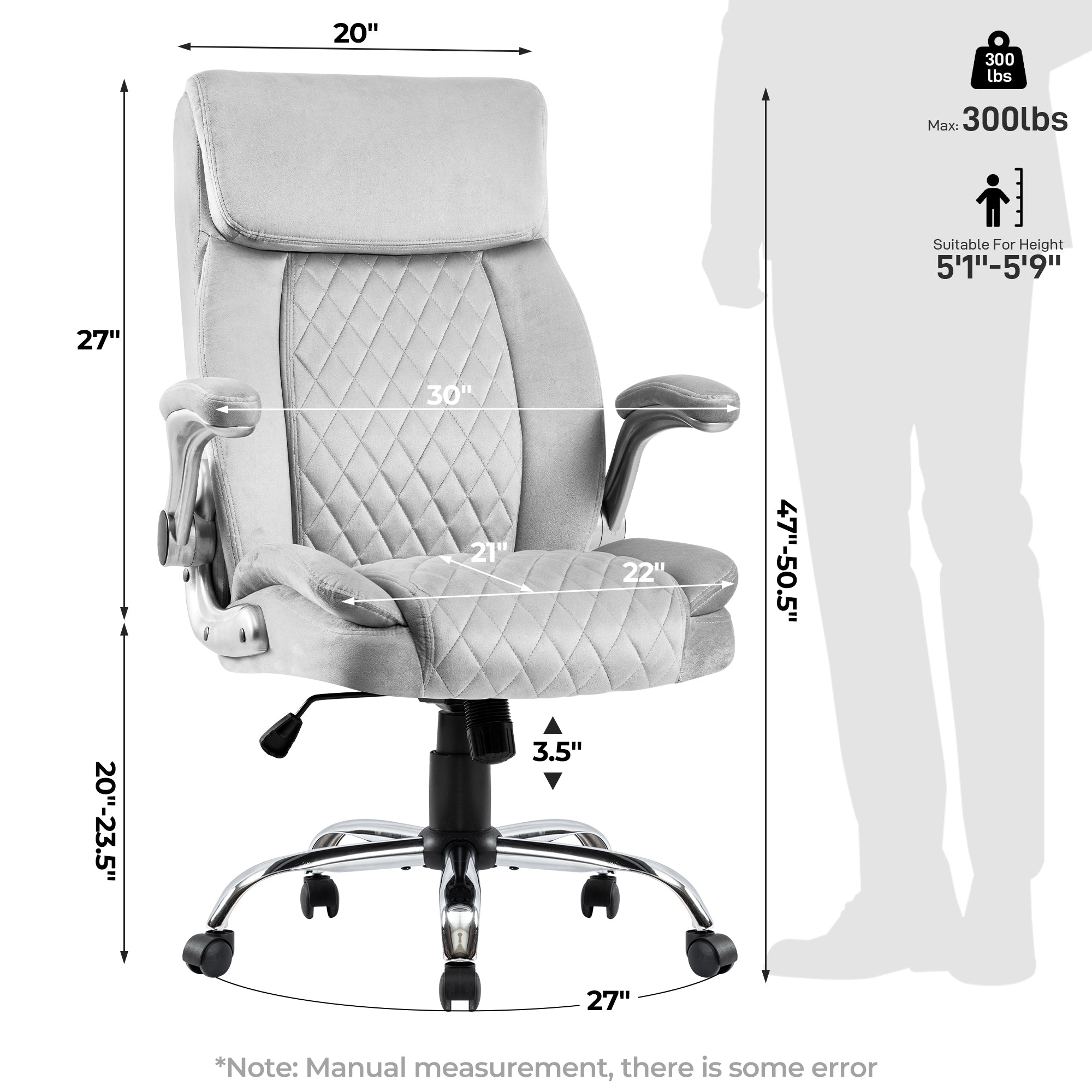 koorbiir o3 Velvet Swivel Executive Office Chair ¨C Comfortable Desk Chair for Office Room