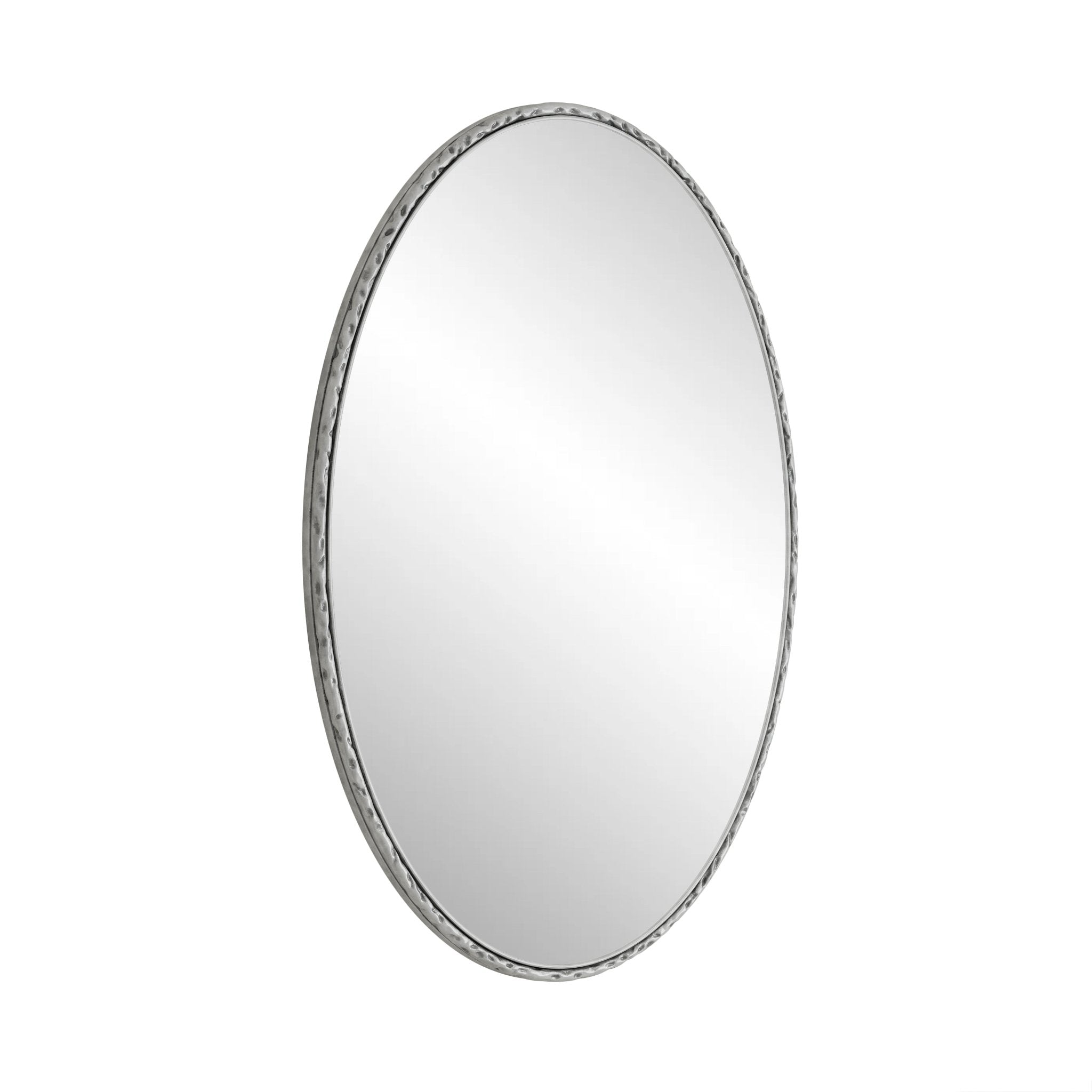 koorbiir w6 Iron Art Oval Retro Wall Mirror, Antique Silver Finish, Decorative Wall Hanging for Bathroom, Bedroom, Living Room - Koorbiir