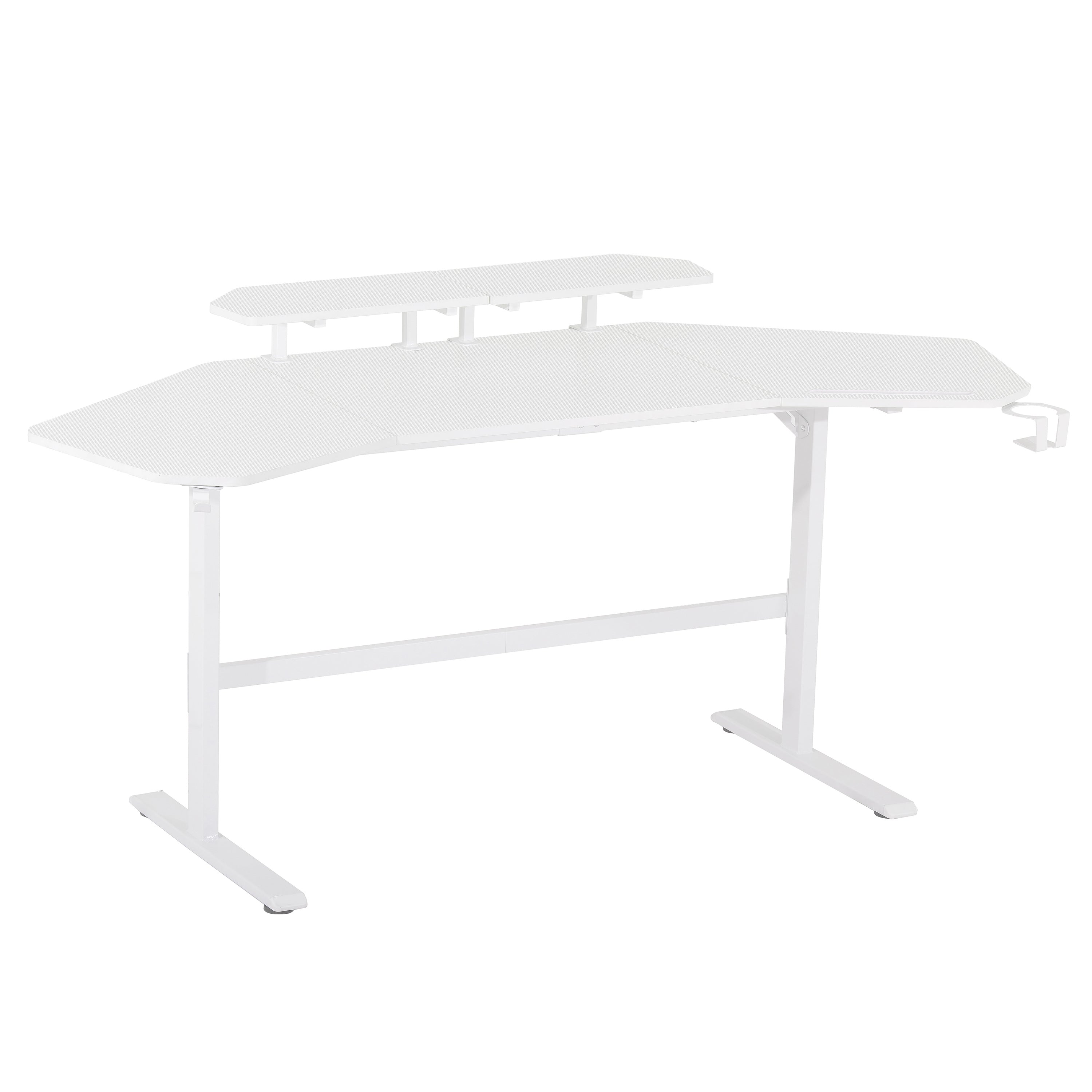 koorbiir G2 Sport TS911D White Gaming Desk with Shelves & Accessory Holder ¨C Ergonomic Gaming Desk