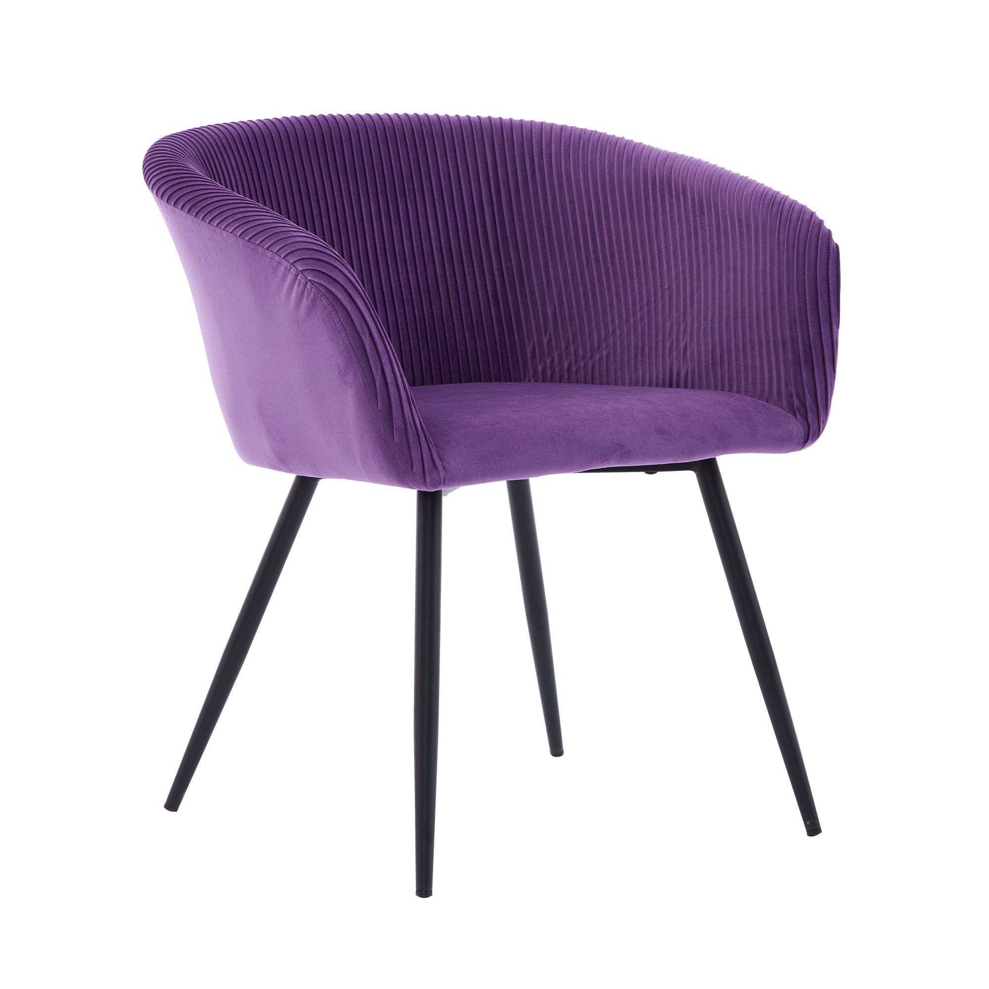 Koorbiir stripe dinding chair,Modern velvet kitchen chairs with armrests, cushioned bucket dining chairs, wheel less decorative chairs, dressing table chairs, 1pc purple