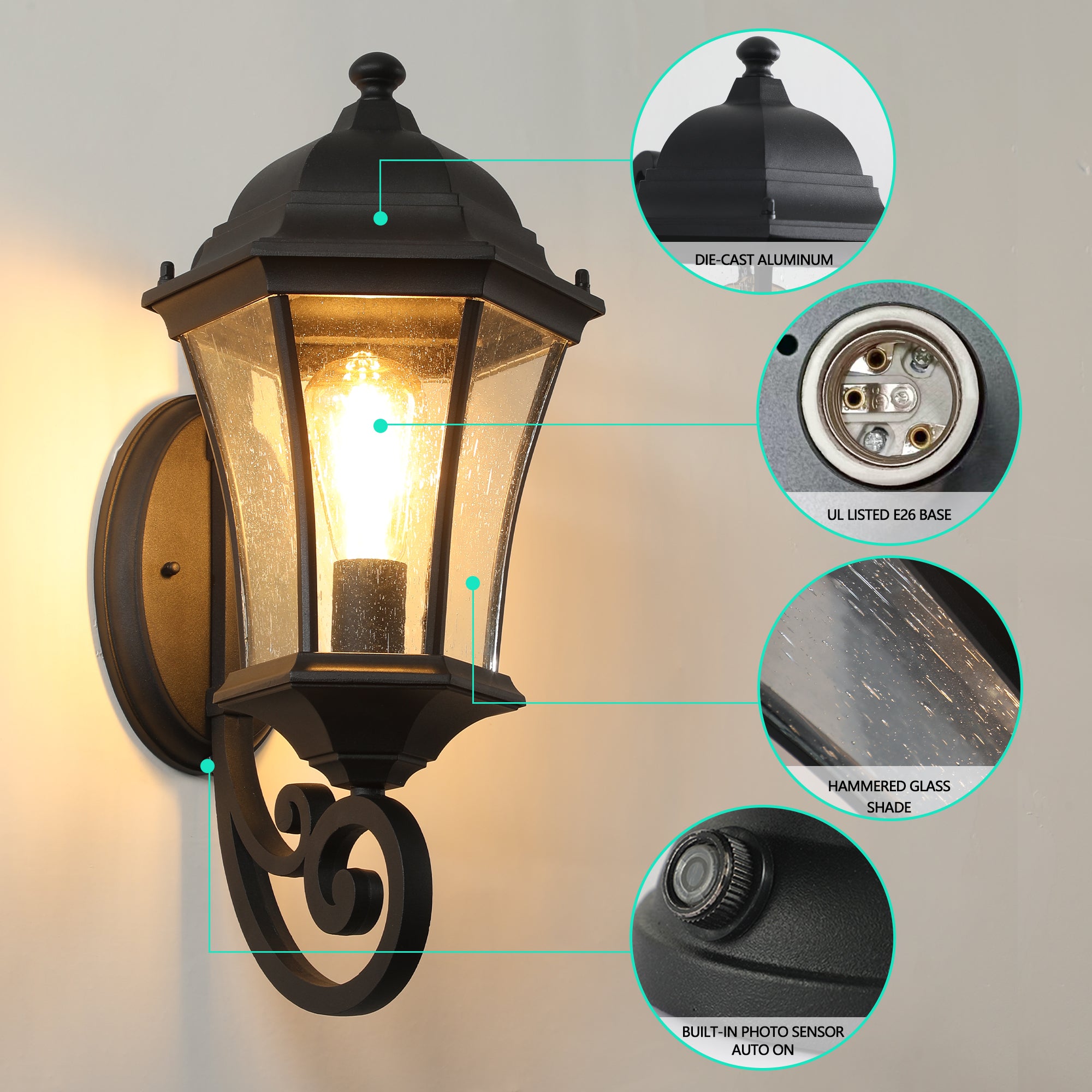 koorbiir L1 2-Pack Outdoor Wall Lantern Lighting ¨C Vintage Black Metal Sconce for Porch, Patio & Garden (Bulbs Not Included)