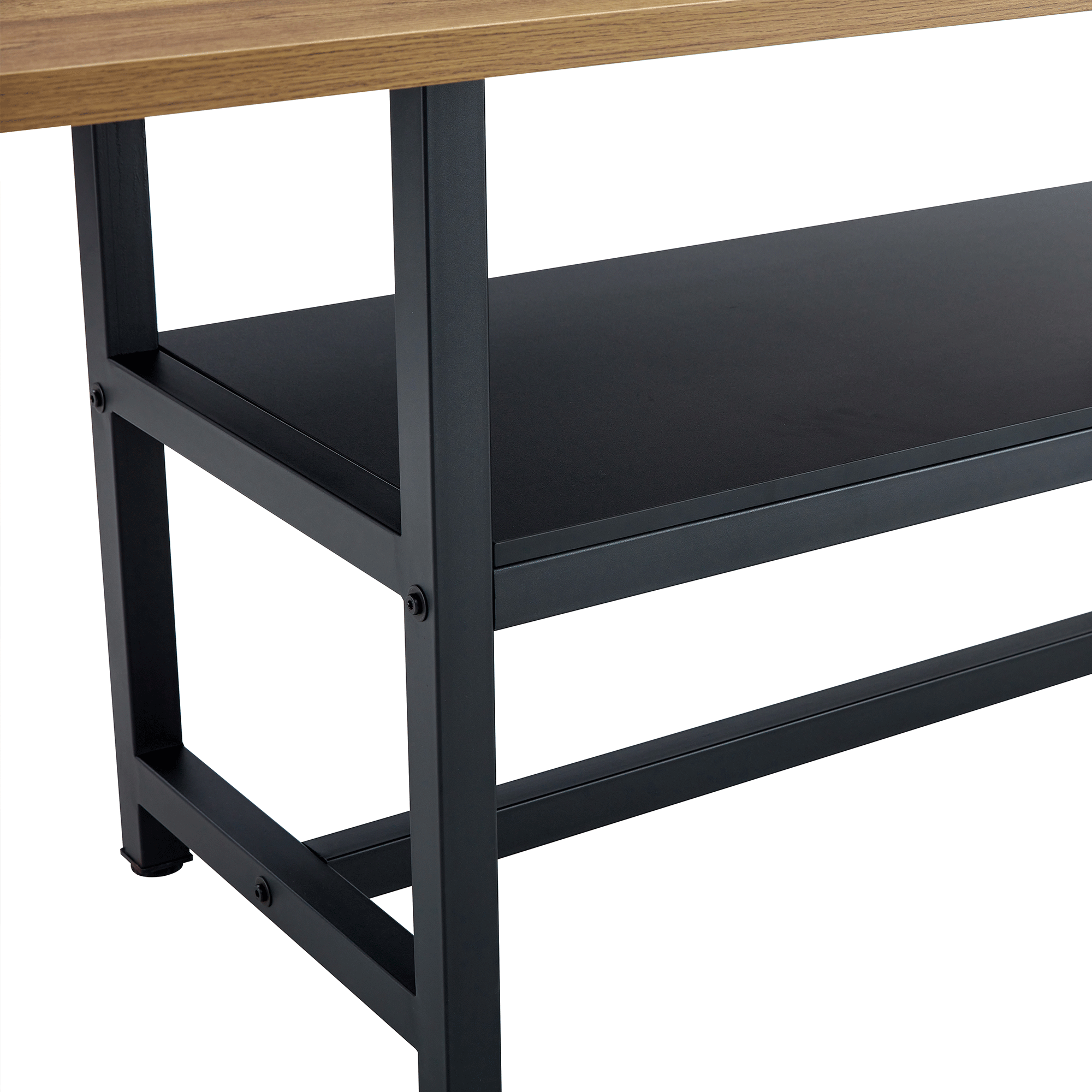 koorbiir ta3 71" x 35.4" Wooden & Black Spliced Dining Table with Middle Storage ¨C 6 Light Gray Linen Fabric Chairs, Sturdy Metal Frame, Table Linens Included