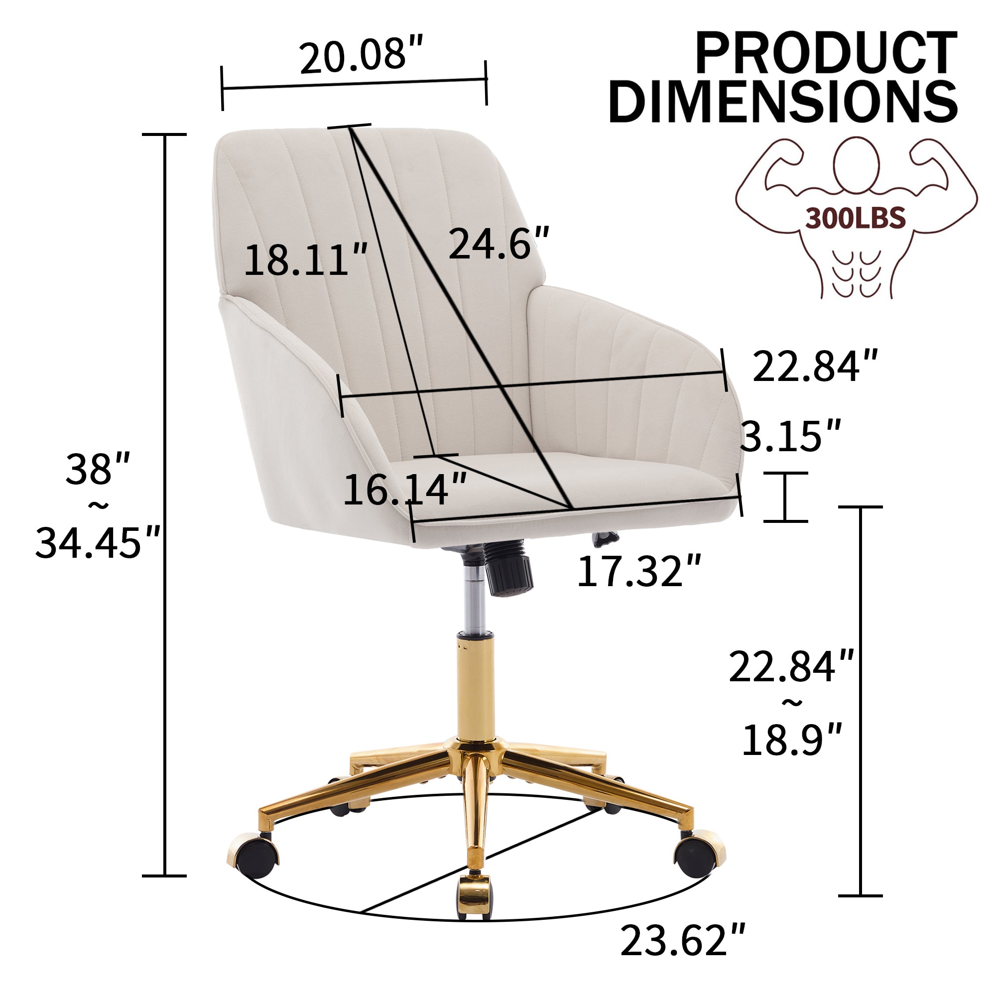 Koorbiir Adjustable Office Chair, Home Bedroom, Ergonomic Swivel Chair, Backrest Seat, Comfortable for Long Sitting