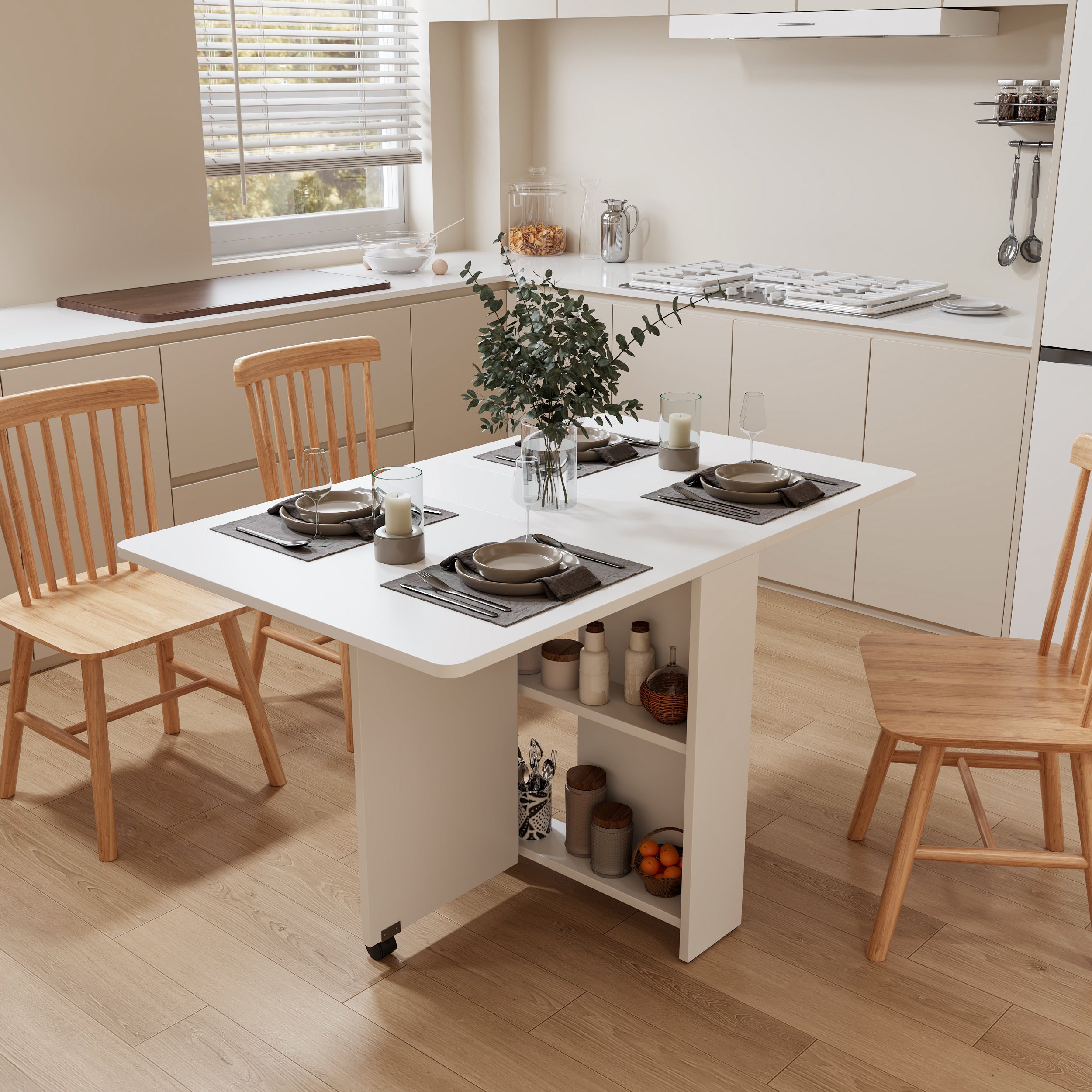 koorbiir f3 51.18 White Foldable Table ¨C Lightweight Long Table for Small Family Dining or Display Use