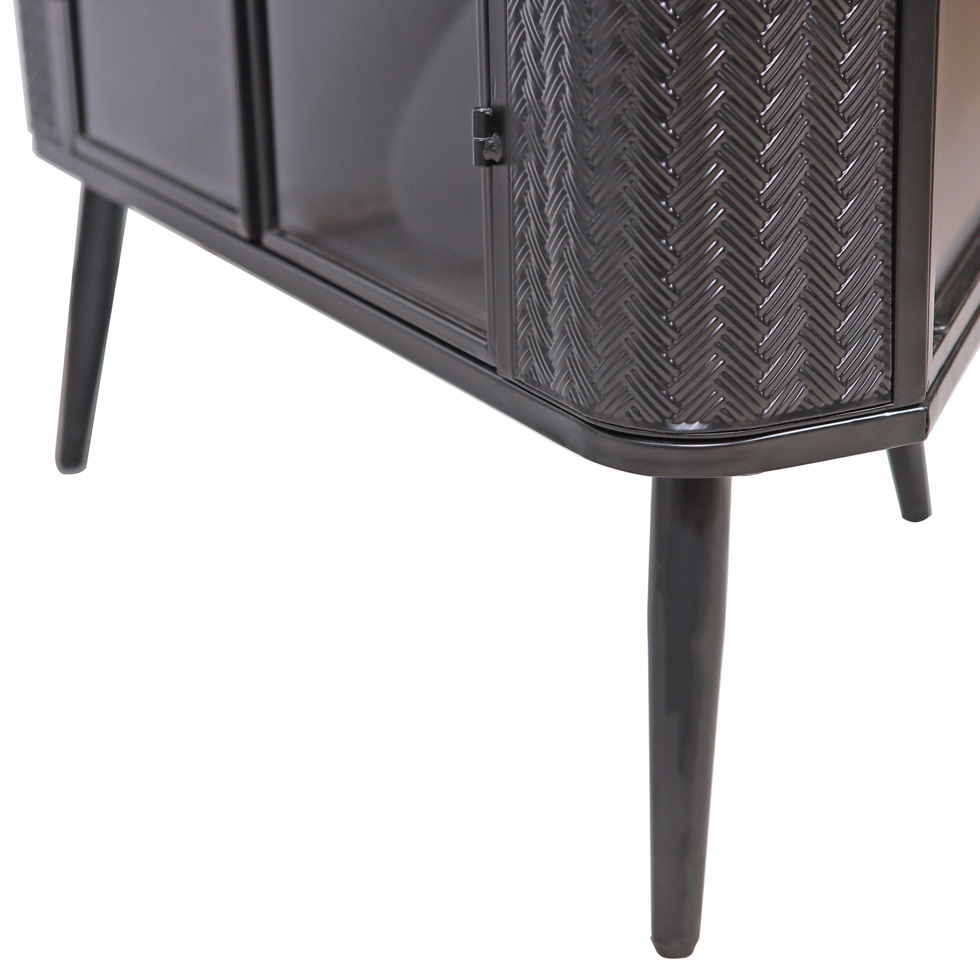 Modern 3-Tier Corner Storage Cabinet with Tempered Glass Doors ¨C Freestanding Metal Frame Organizer for Bathroom Organization, Kitchen, Bedroom, and Small Spaces
