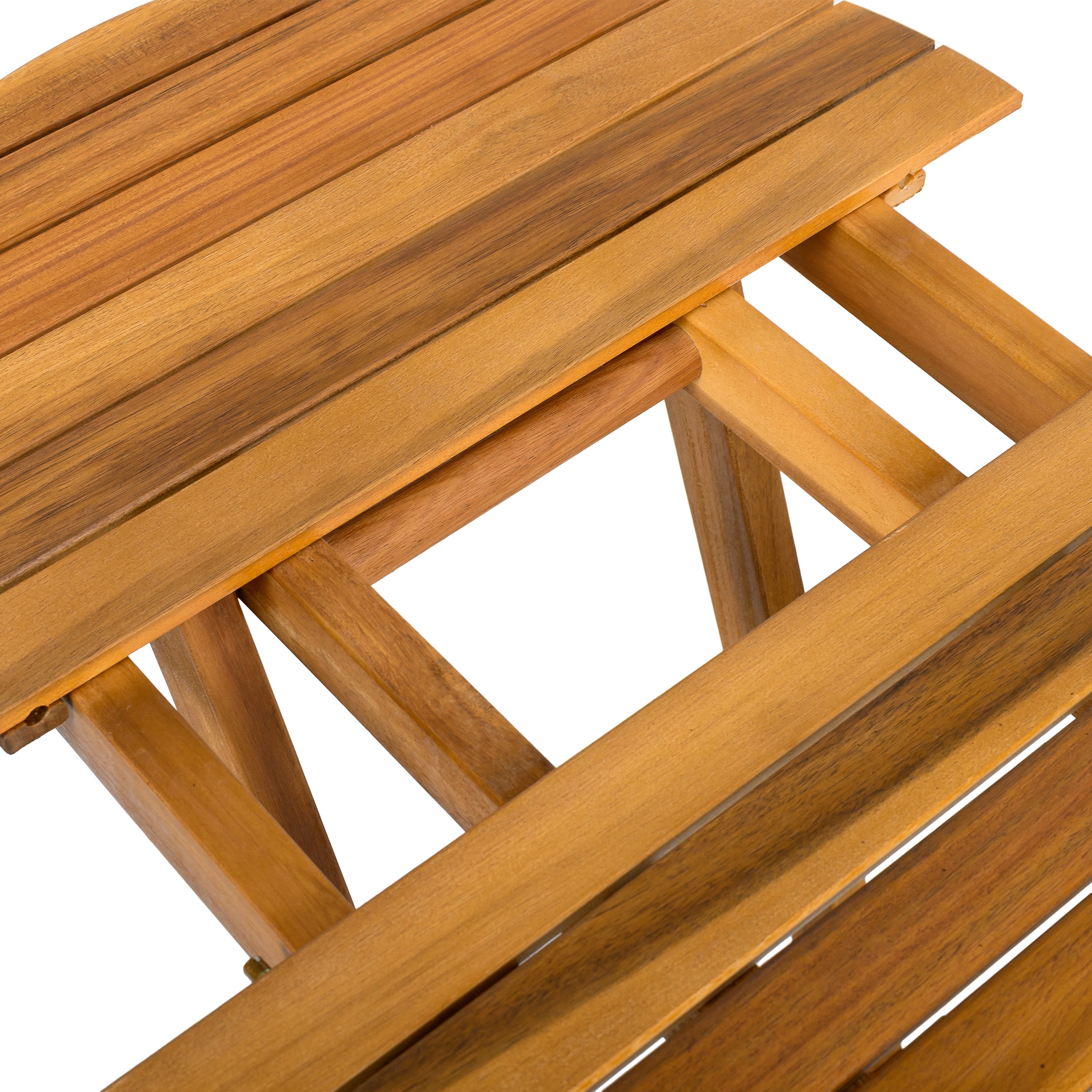koorbiir f2 Foldable Table ¨C No Installation Needed, Adjustable Outdoor Acacia Wood Side Table in Teak Finish