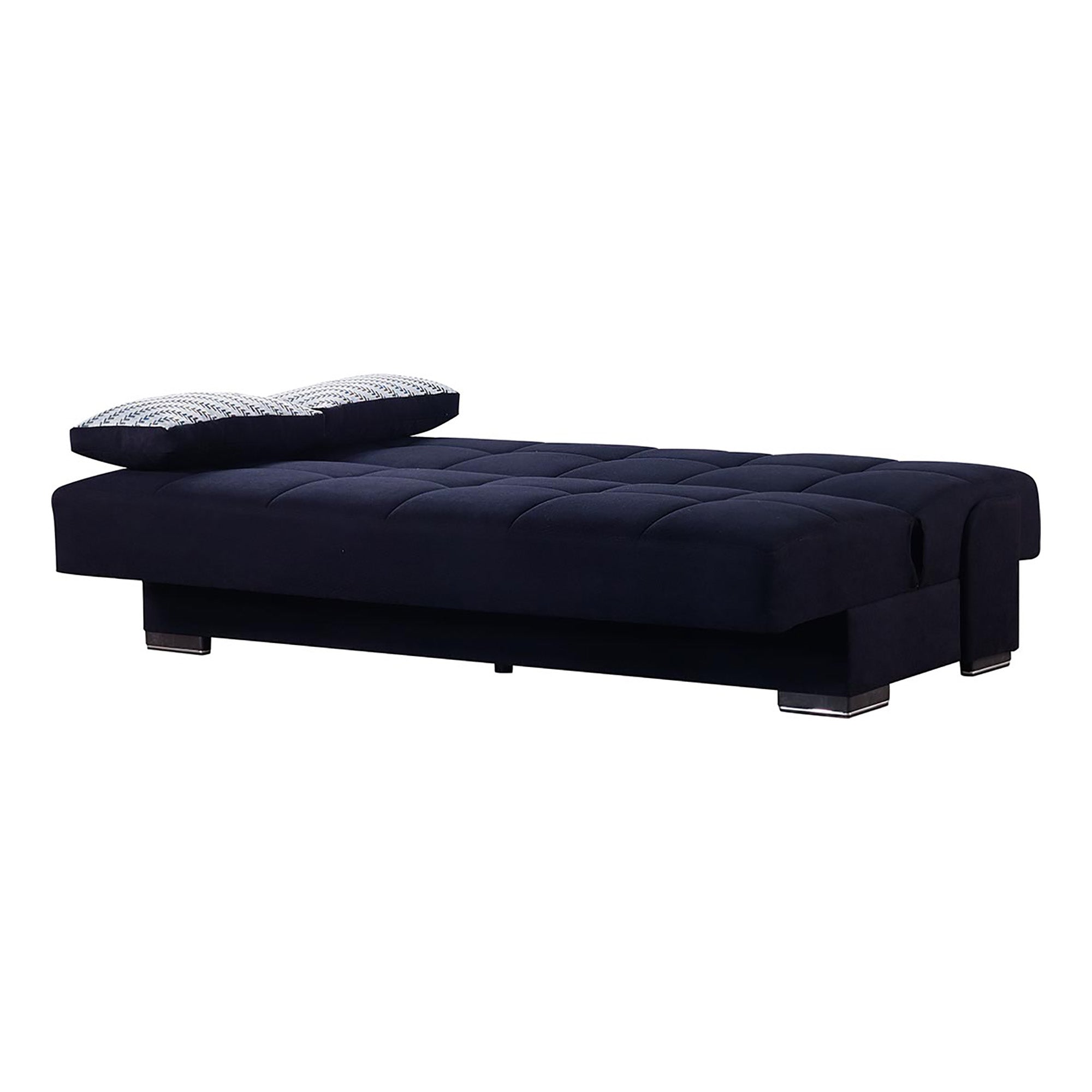 PrimeNest Sovo Collection Black Upholstered Convertible Sofabed with Storage ¨C Bedding Collections for Small Spaces & Living Room